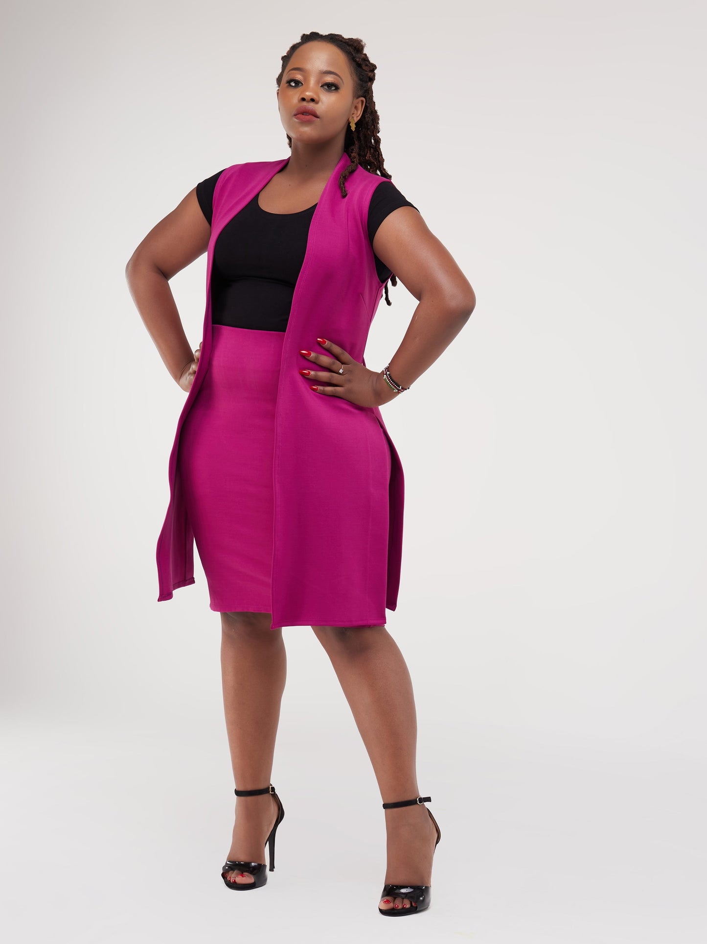 Vivo Waridi Sleeveless Overcoat - Burgundy