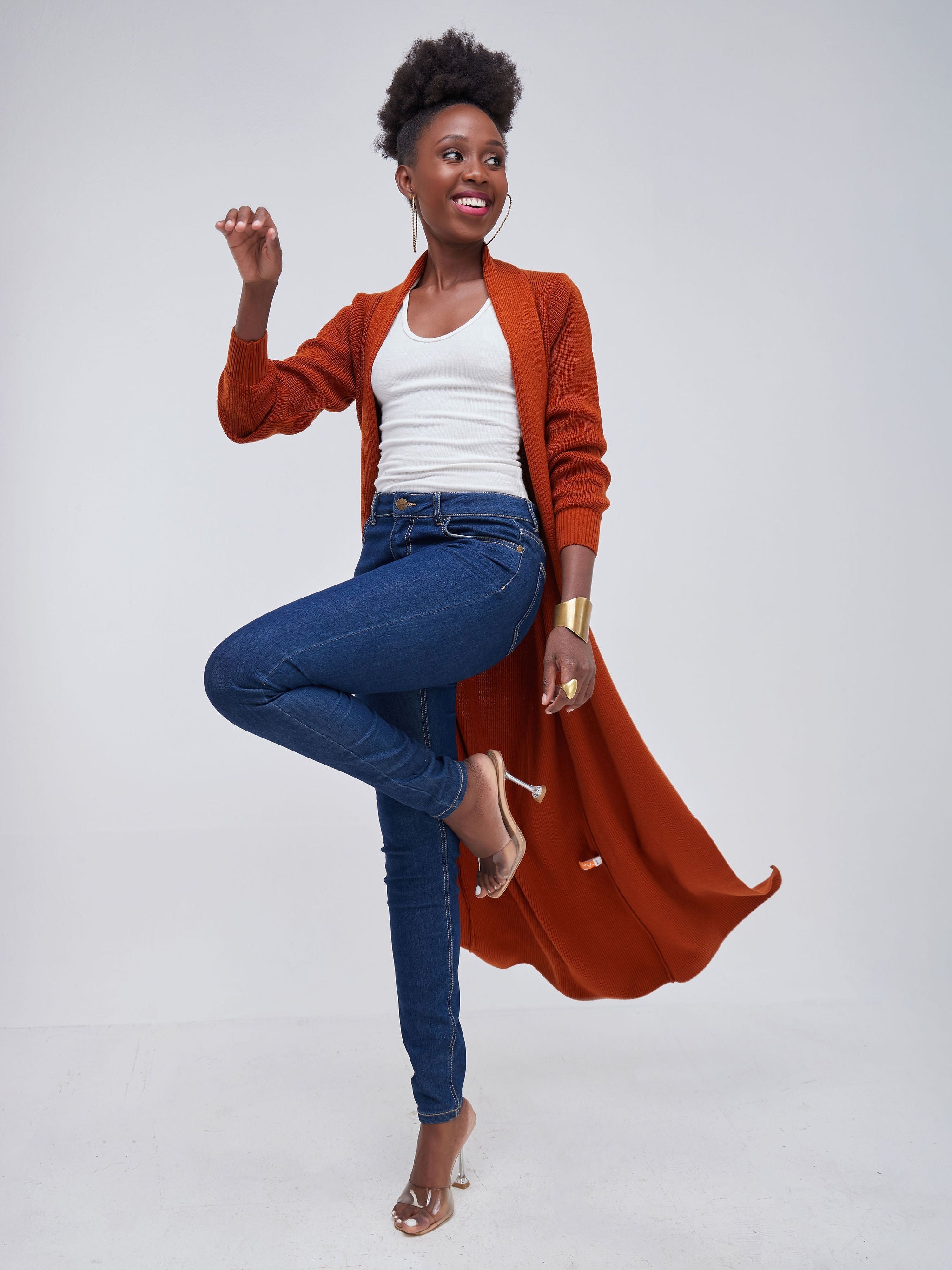 Vivo Long Sleeve Maxi Waterfall - Rust