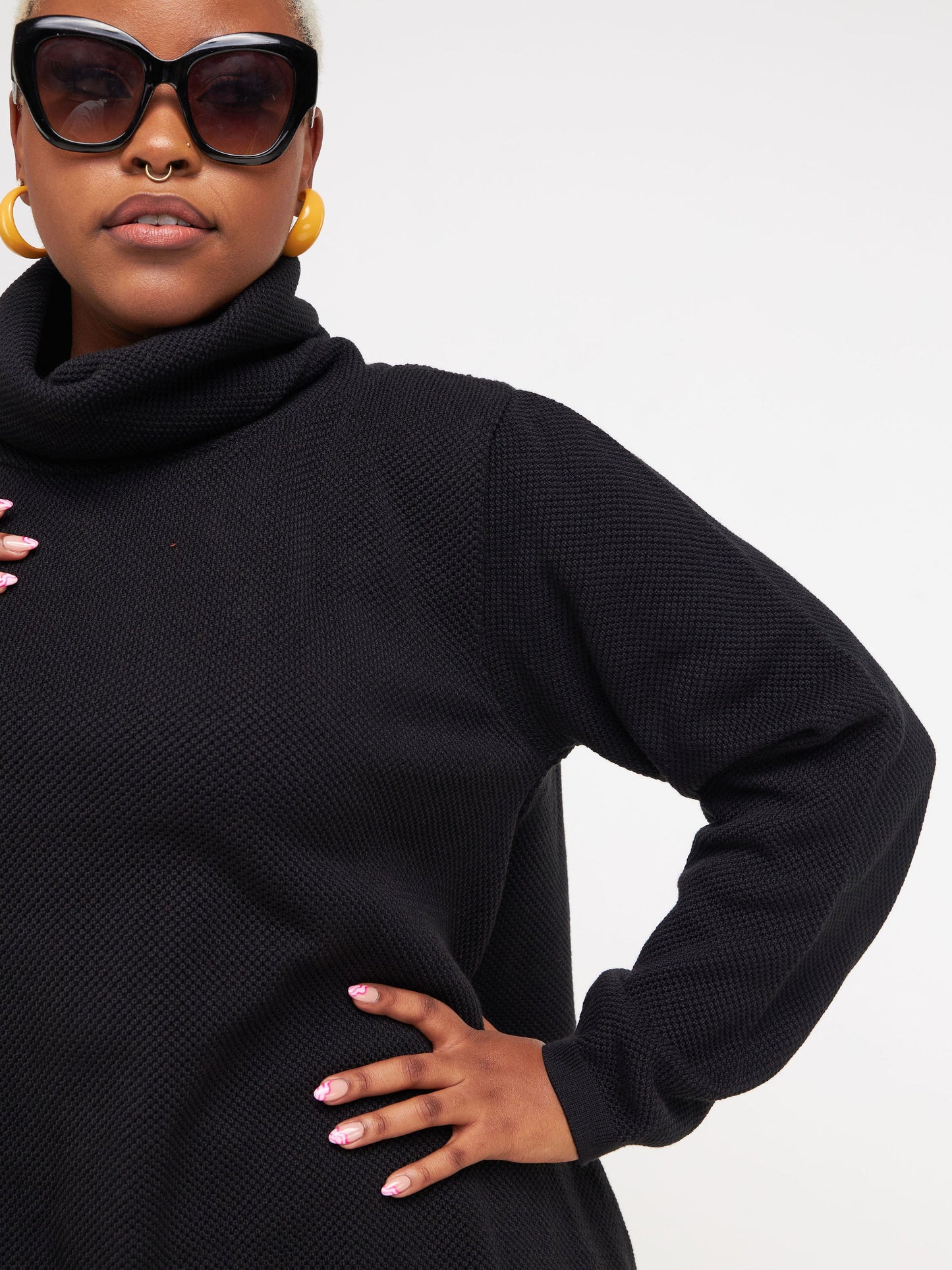 Vivo Cowl Neck Knit Sweater - Black