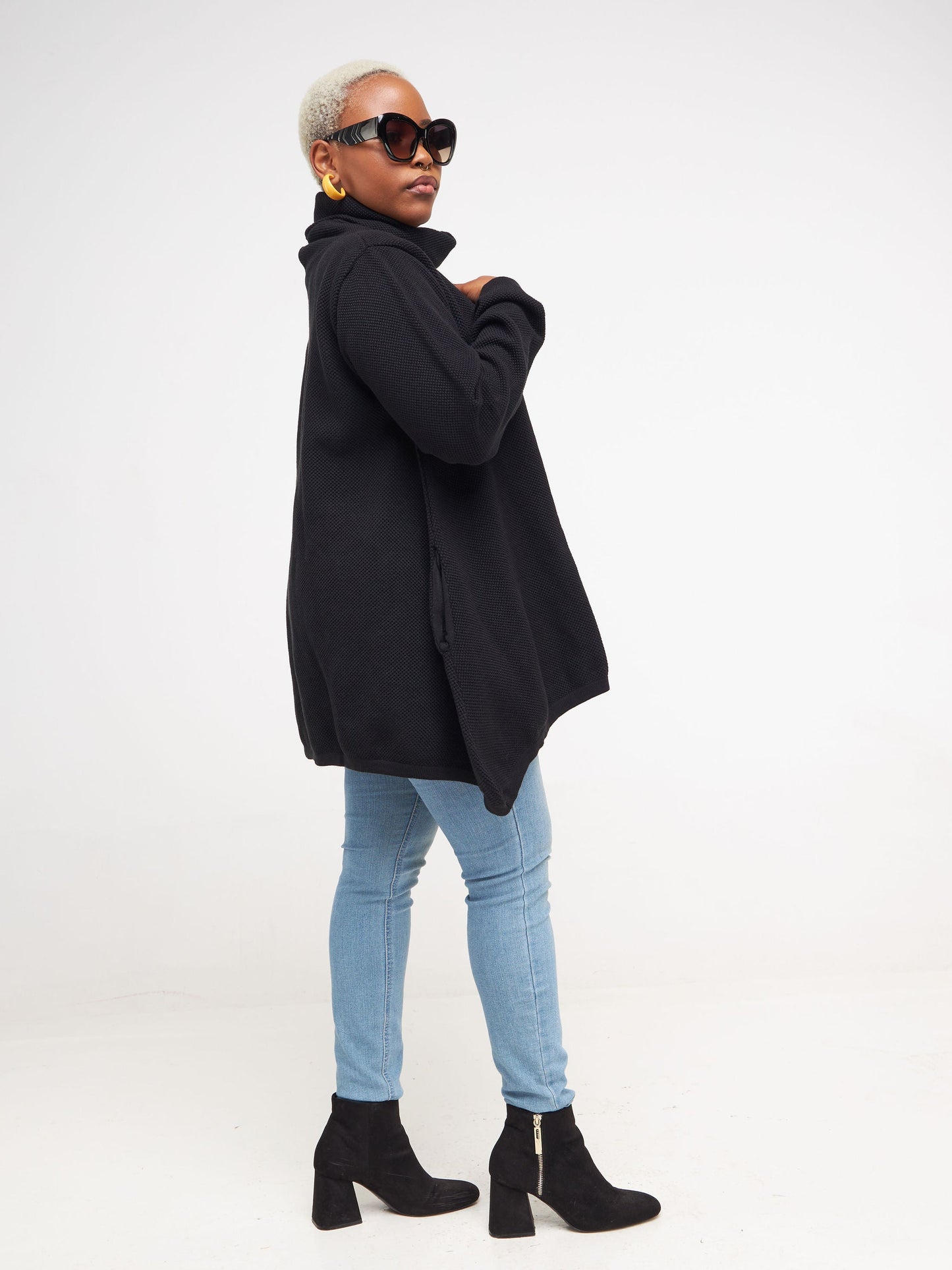 Vivo Cowl Neck Knit Sweater - Black