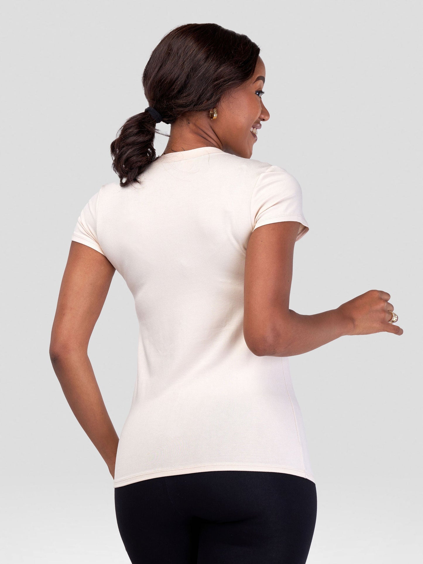 Vivo Basic V-neck Cap Sleeve Top - Buttermilk