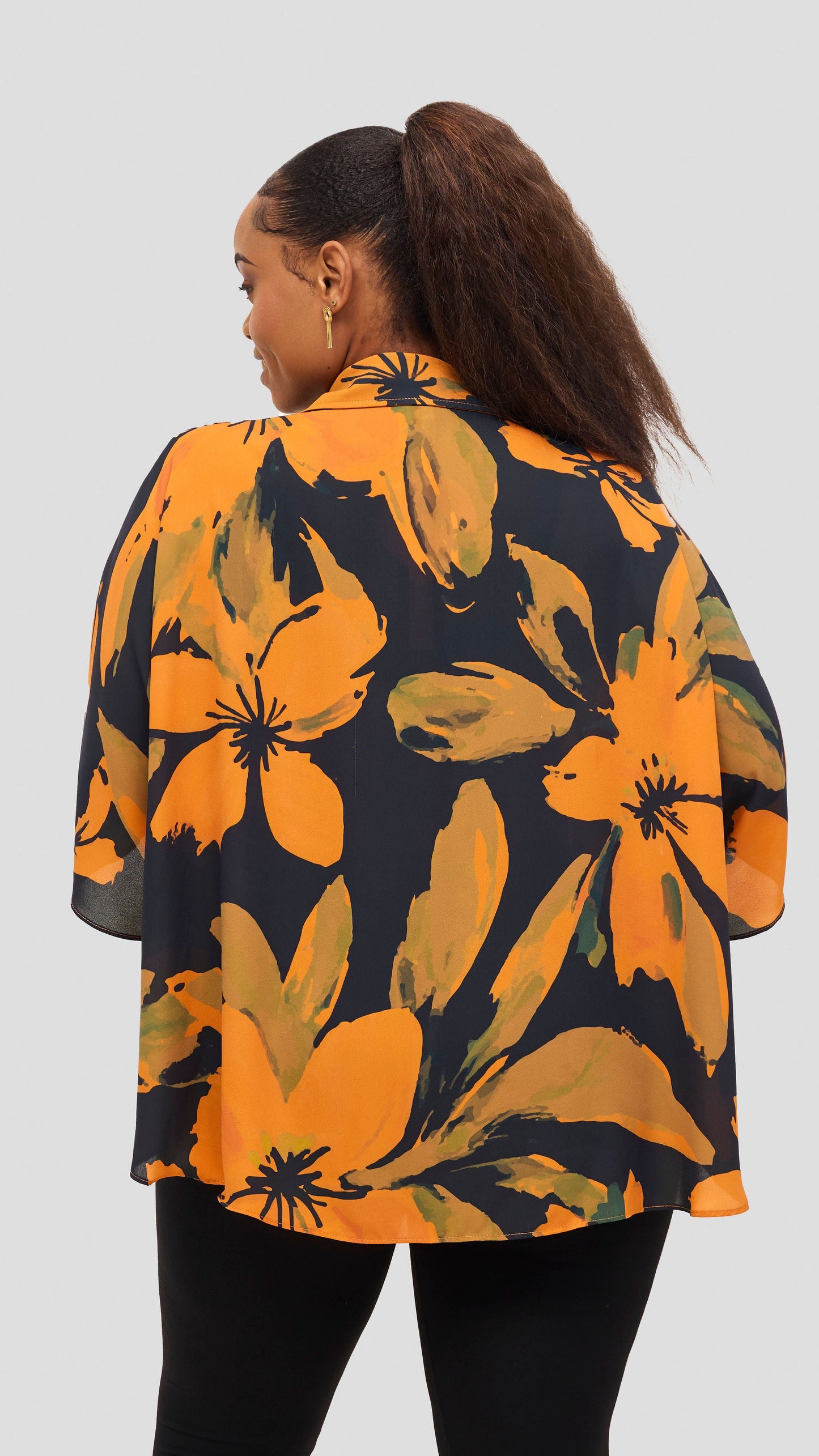 Vivo Iyana Cape Top - Mustard / Navy Iya Print