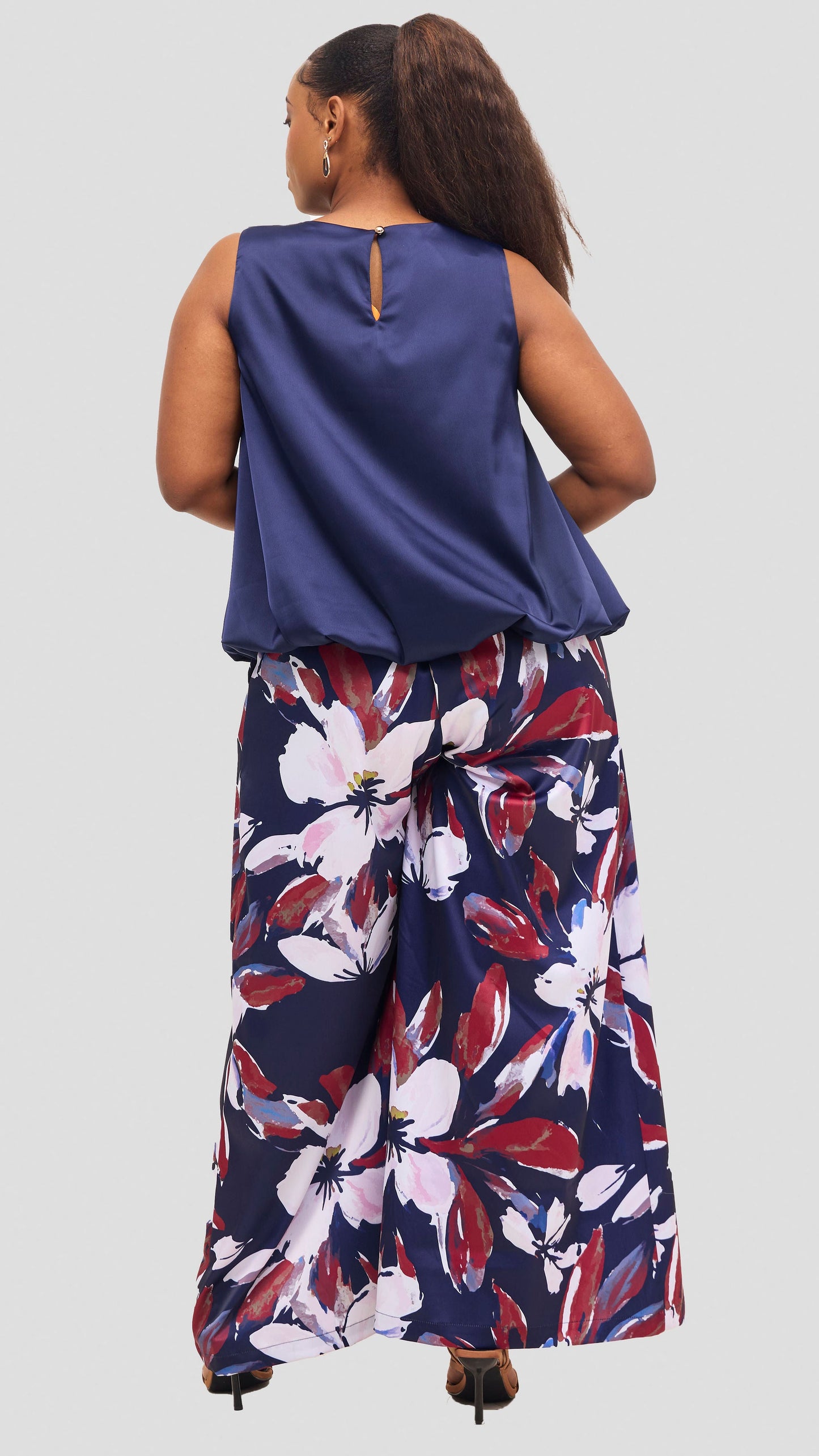 Vivo Iyana Wide Leg Pants - Navy / Dark Red Iya Print