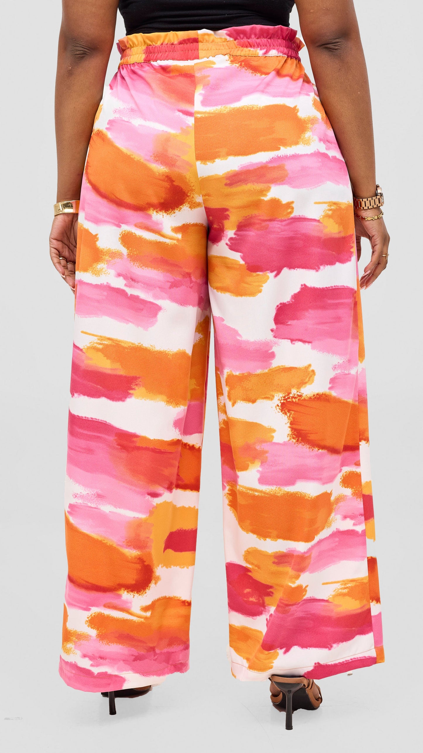 Vivo Sanali Wide Leg Pants- Orange / Pink Print