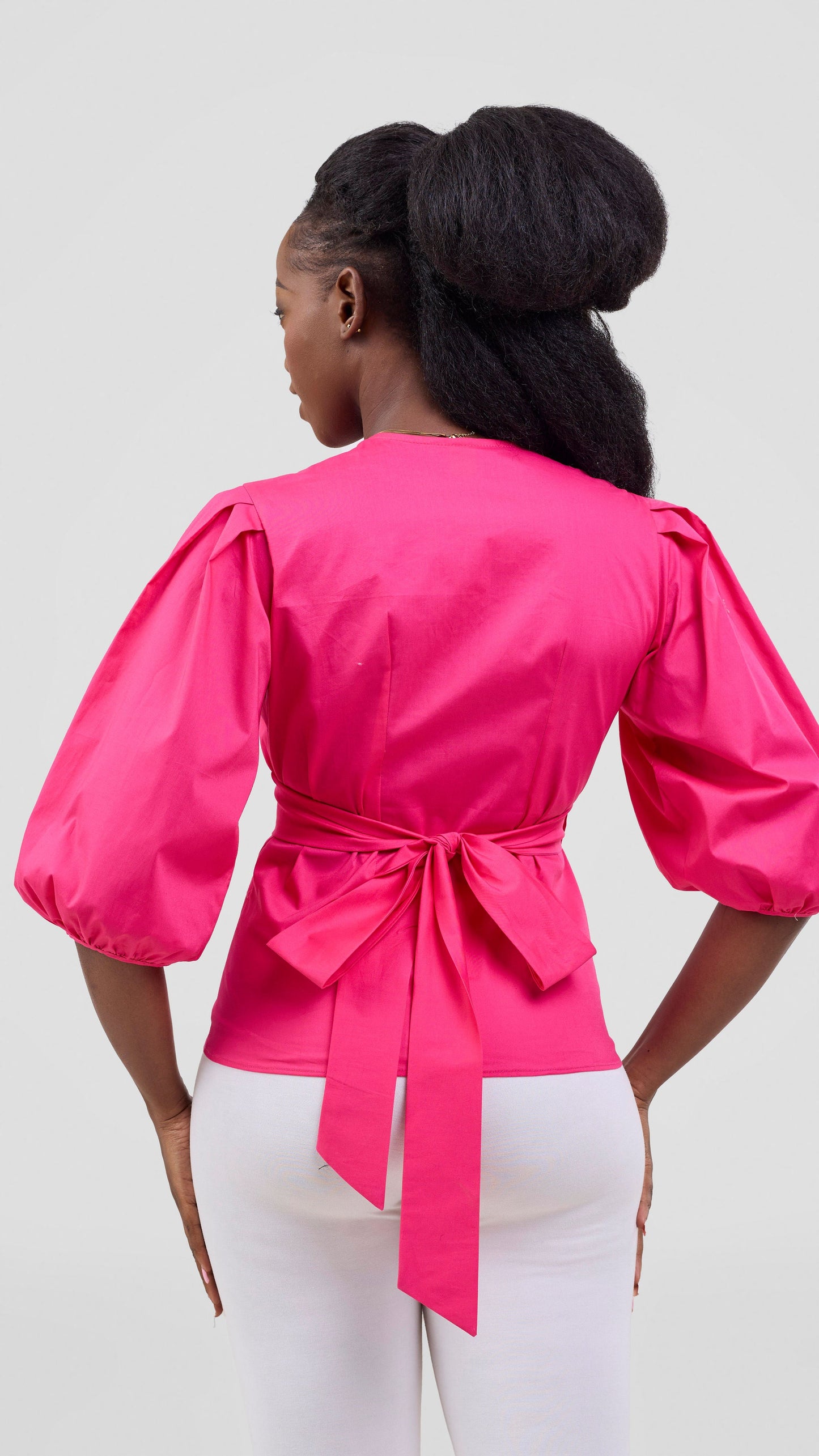 Vivo Cotton 3/4 Sleeve Wrap Top - Pink