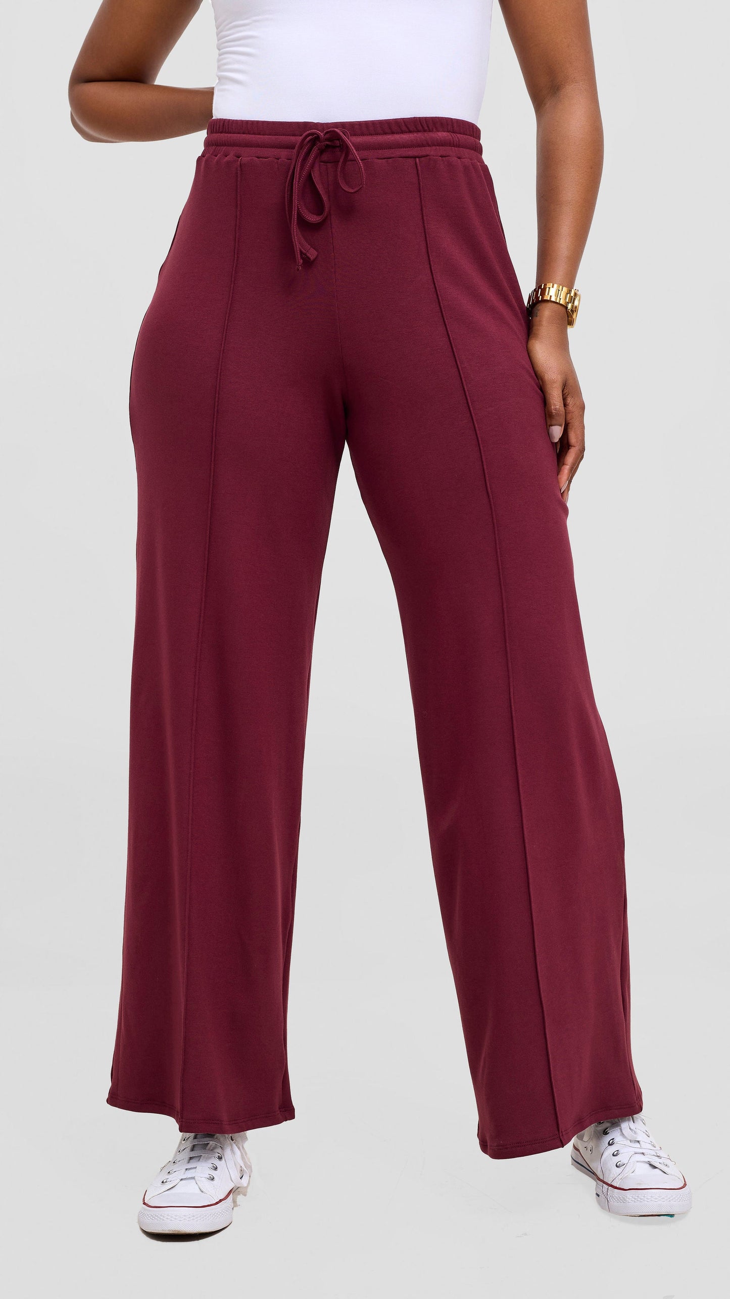 Vivo Ria Panelled Pants - Maroon