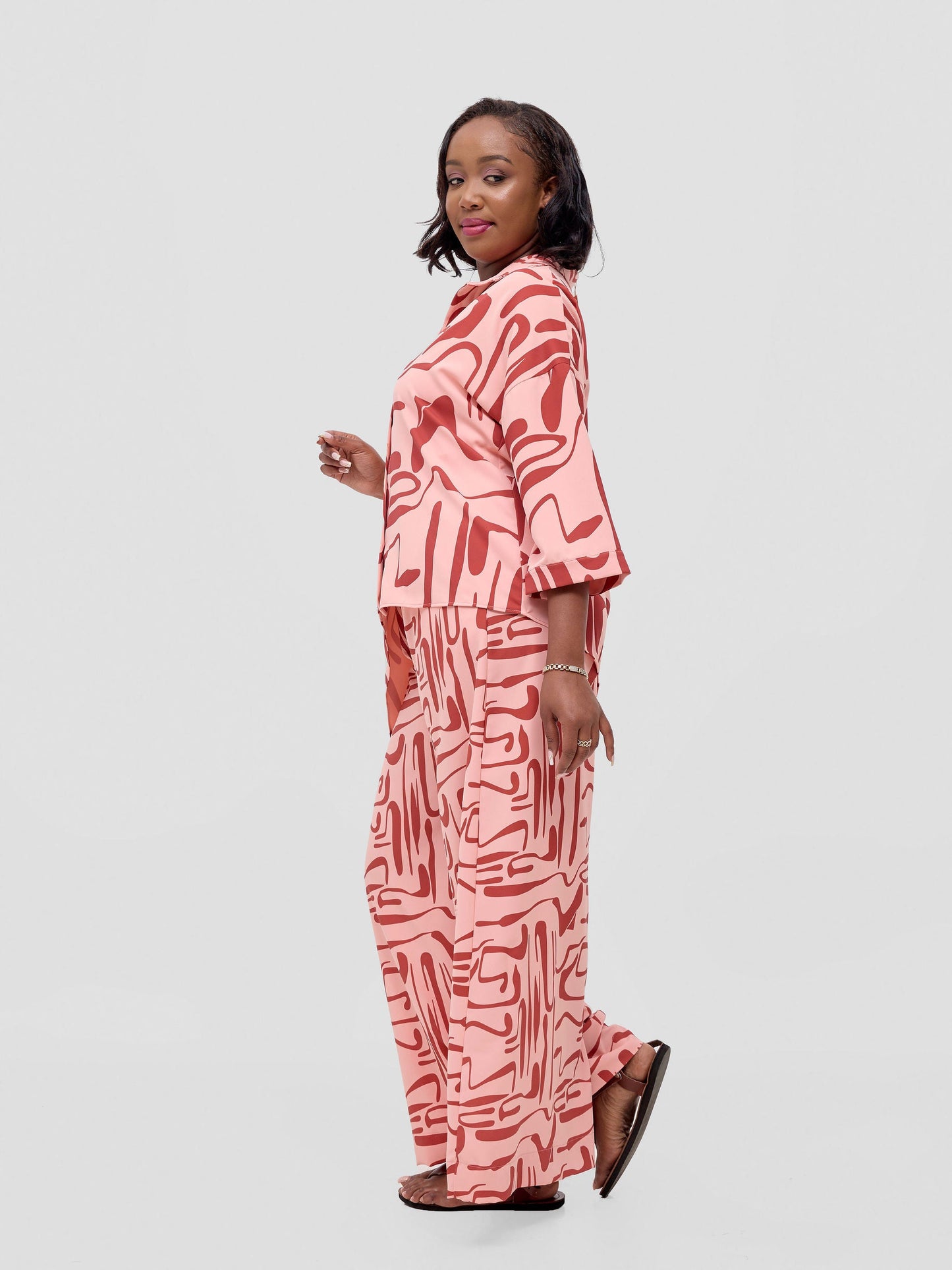 Vivo Serwa Asymmetric Top - Peach / Rust Sera Print