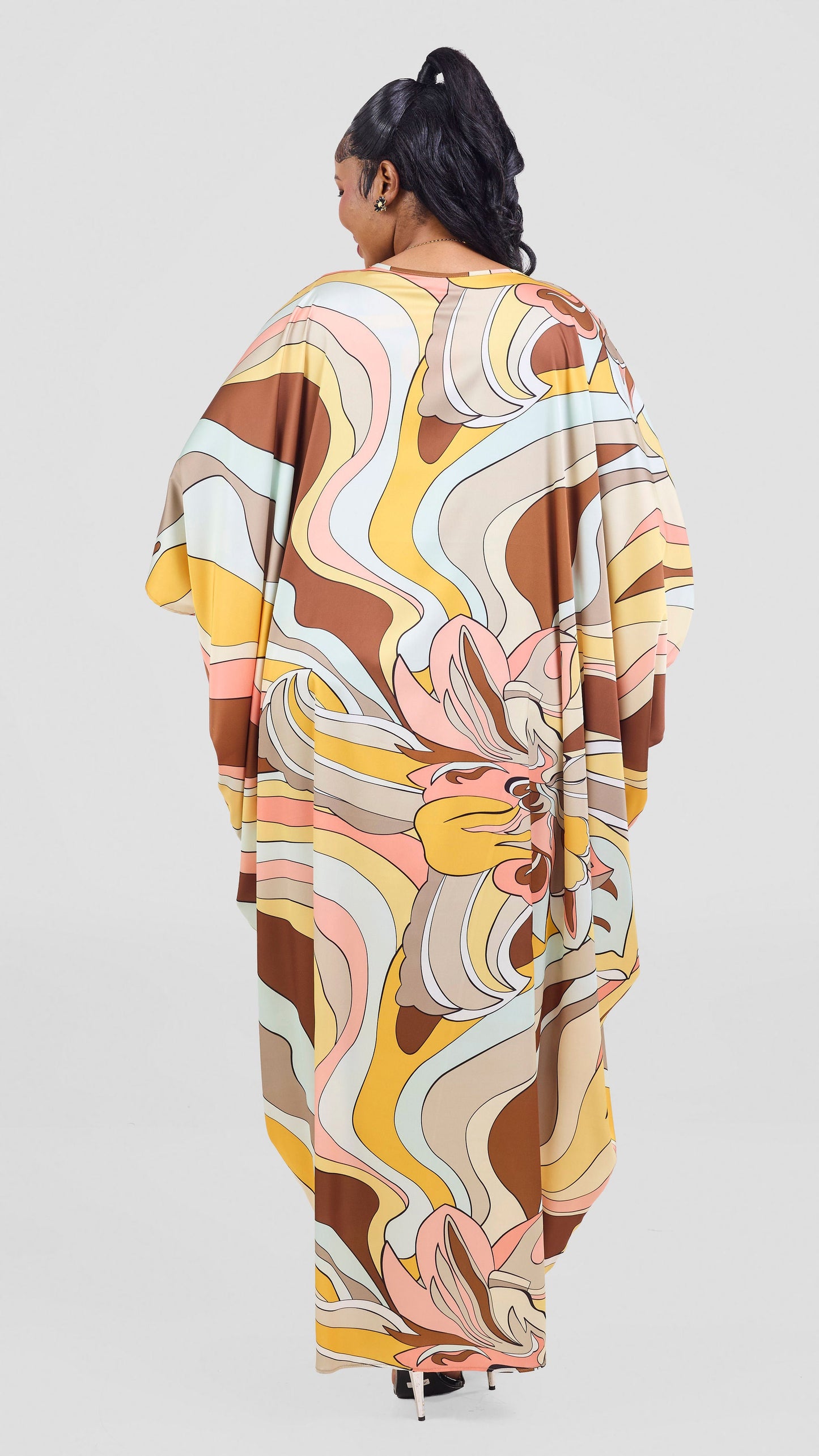 Vivo Lani Maxi Dress - Taupe / Mustard Print
