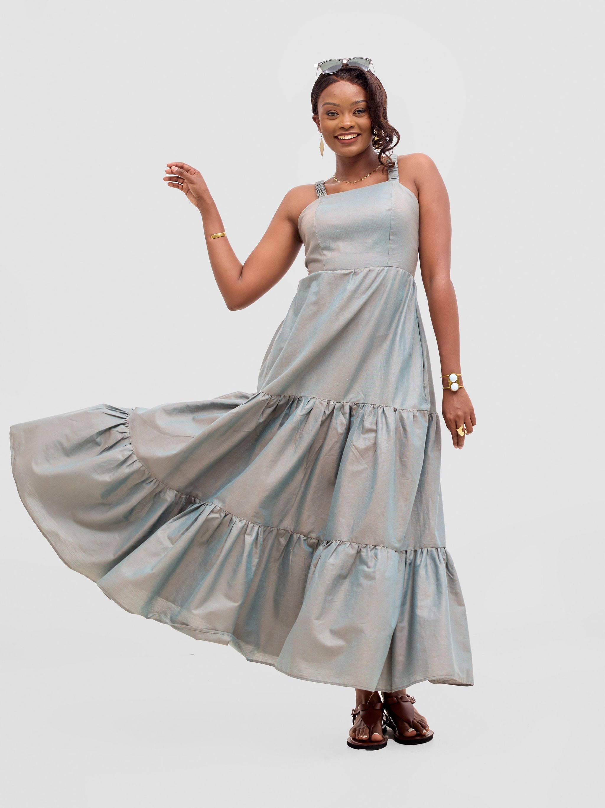 Safari Kikoy Tie Back Maxi Dress - Frost