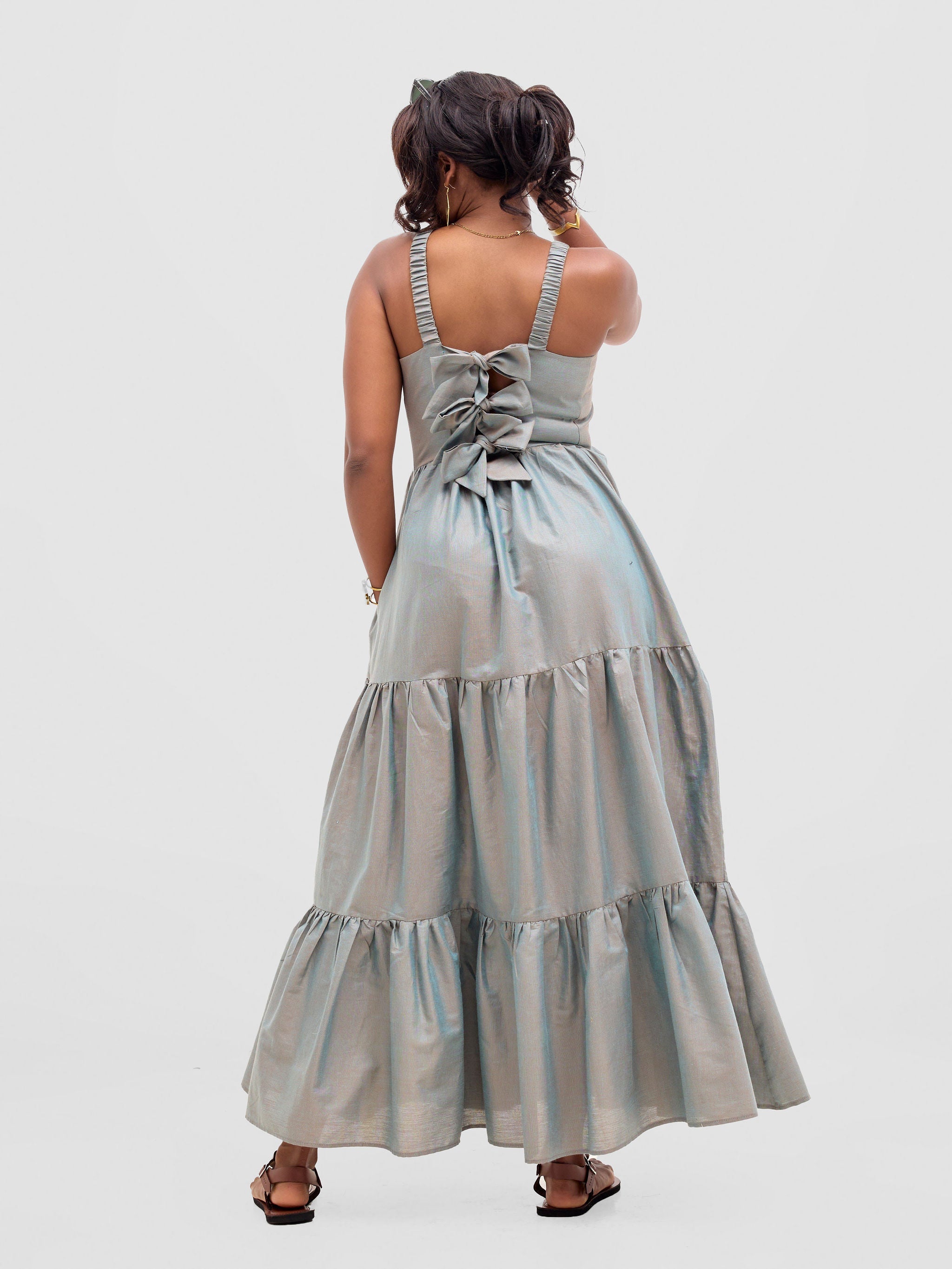 Safari Kikoy Tie Back Maxi Dress - Frost