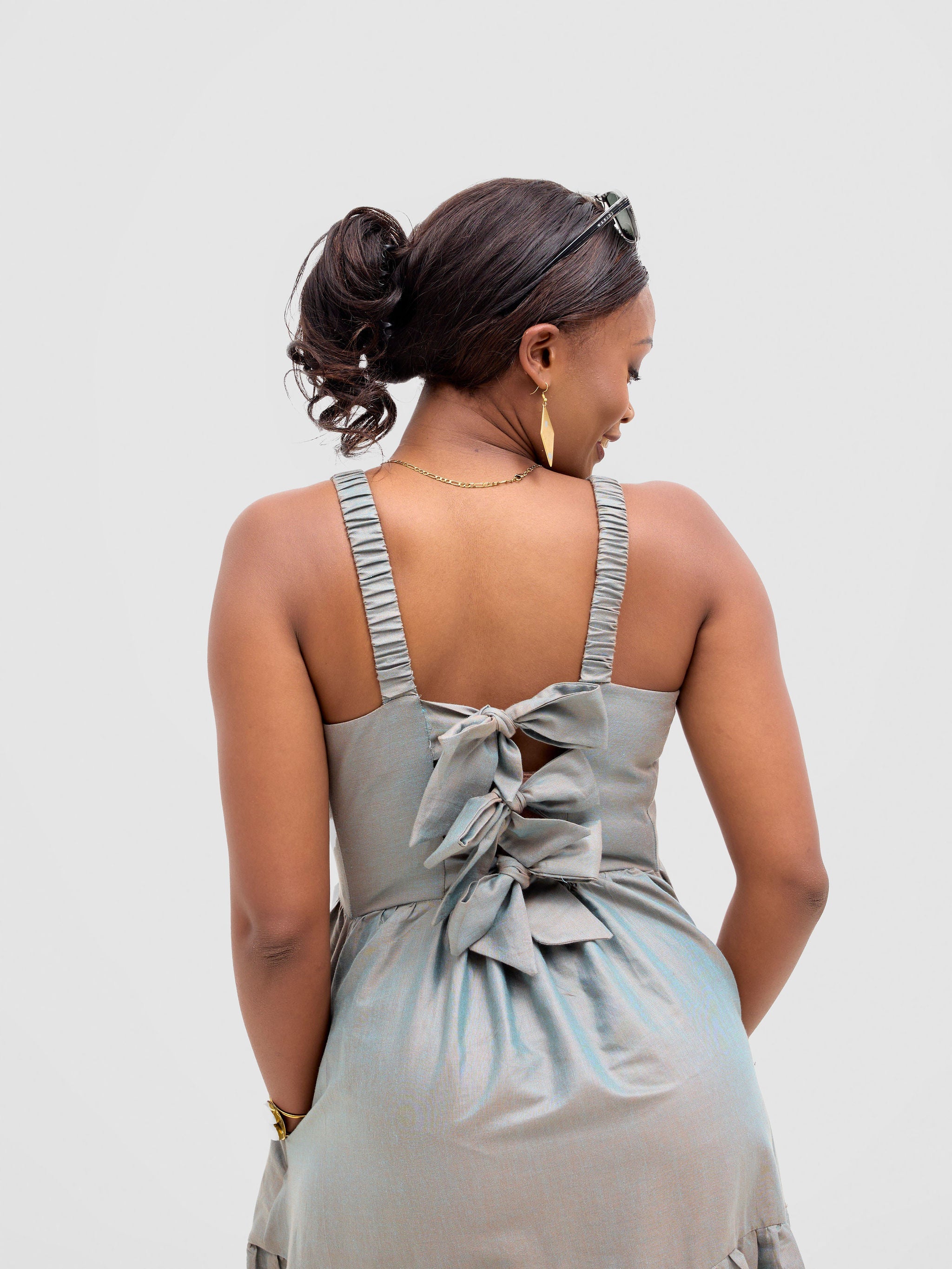 Safari Kikoy Tie Back Maxi Dress - Frost