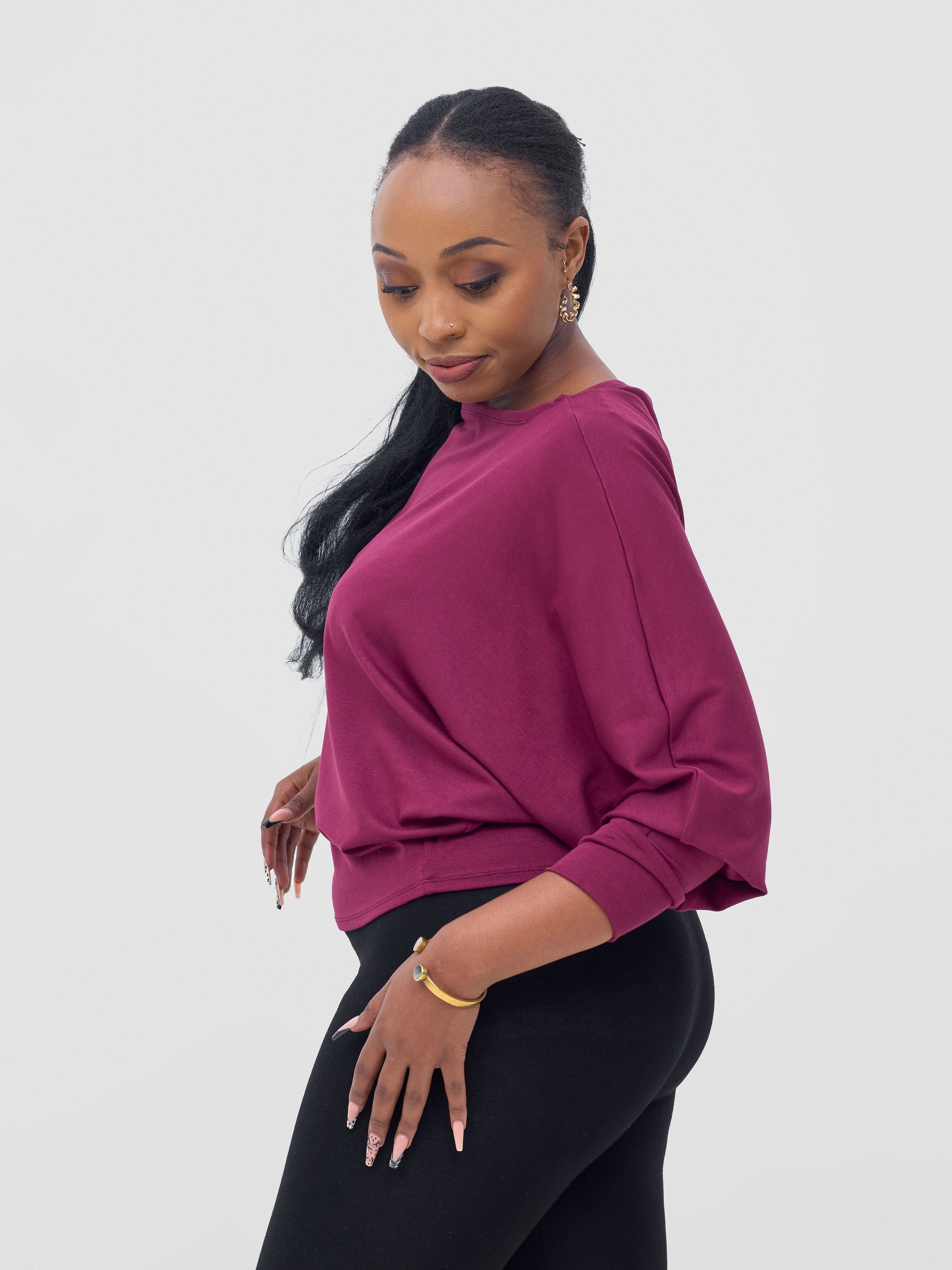 Vivo Bana Batwing Top - Maroon