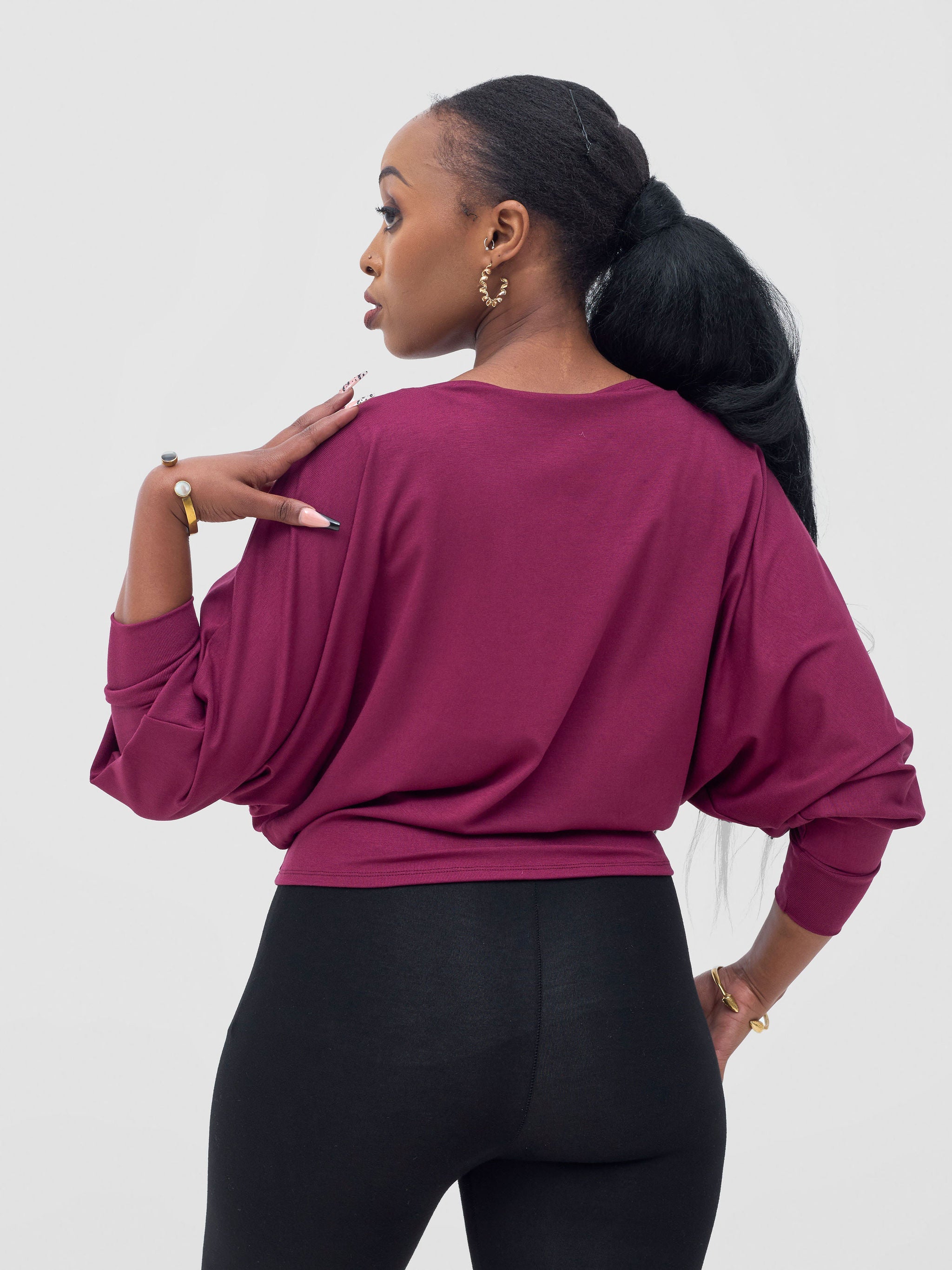 Vivo Bana Batwing Top - Maroon