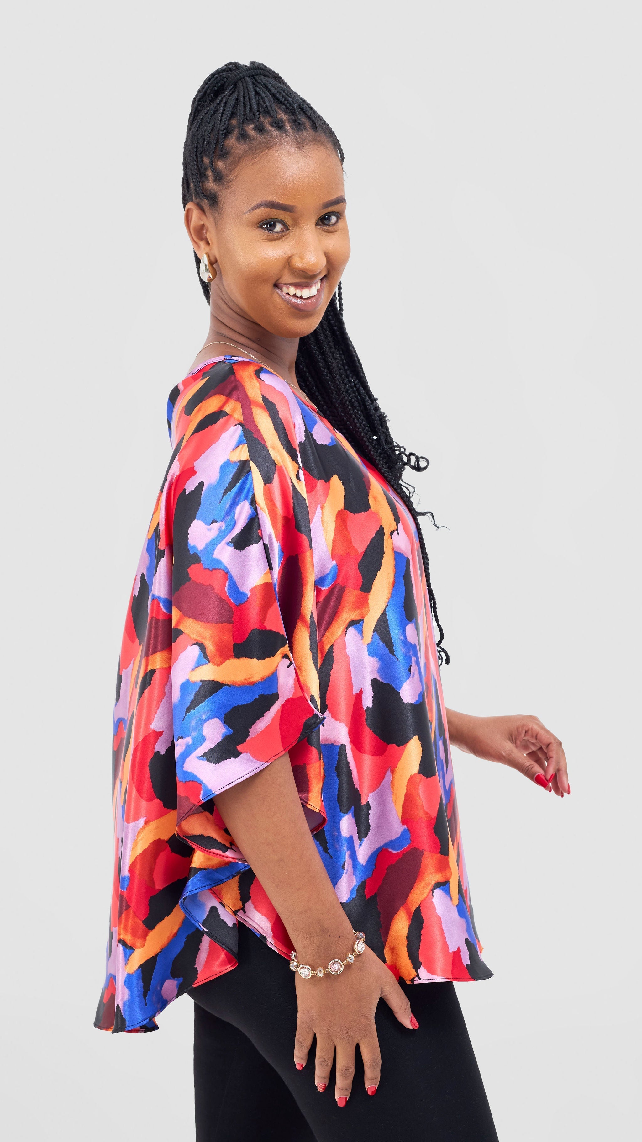 Vivo Keza Circular Loose Top - Purple / Navy Daze Print