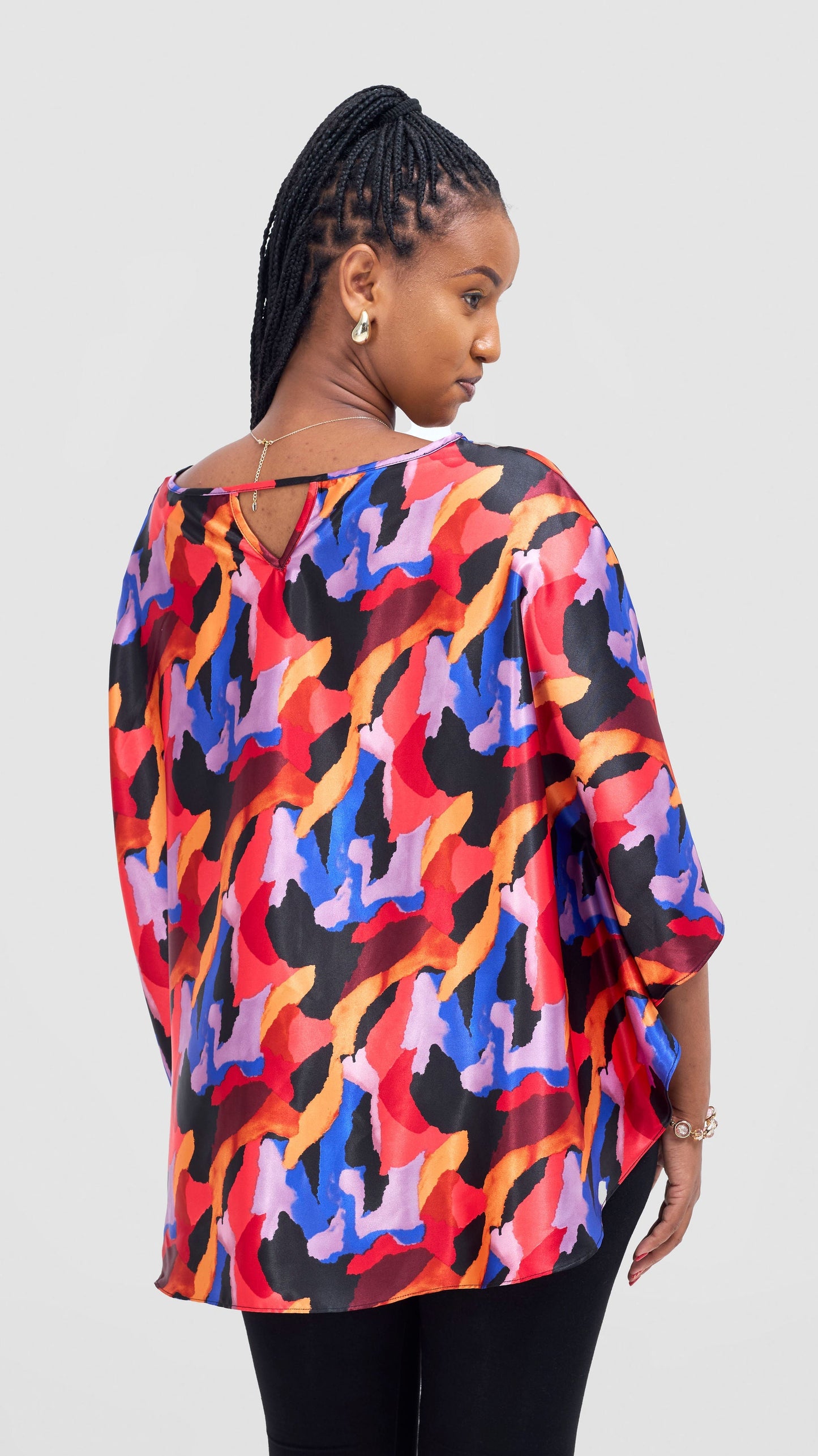 Vivo Keza Circular Loose Top - Purple / Navy Daze Print
