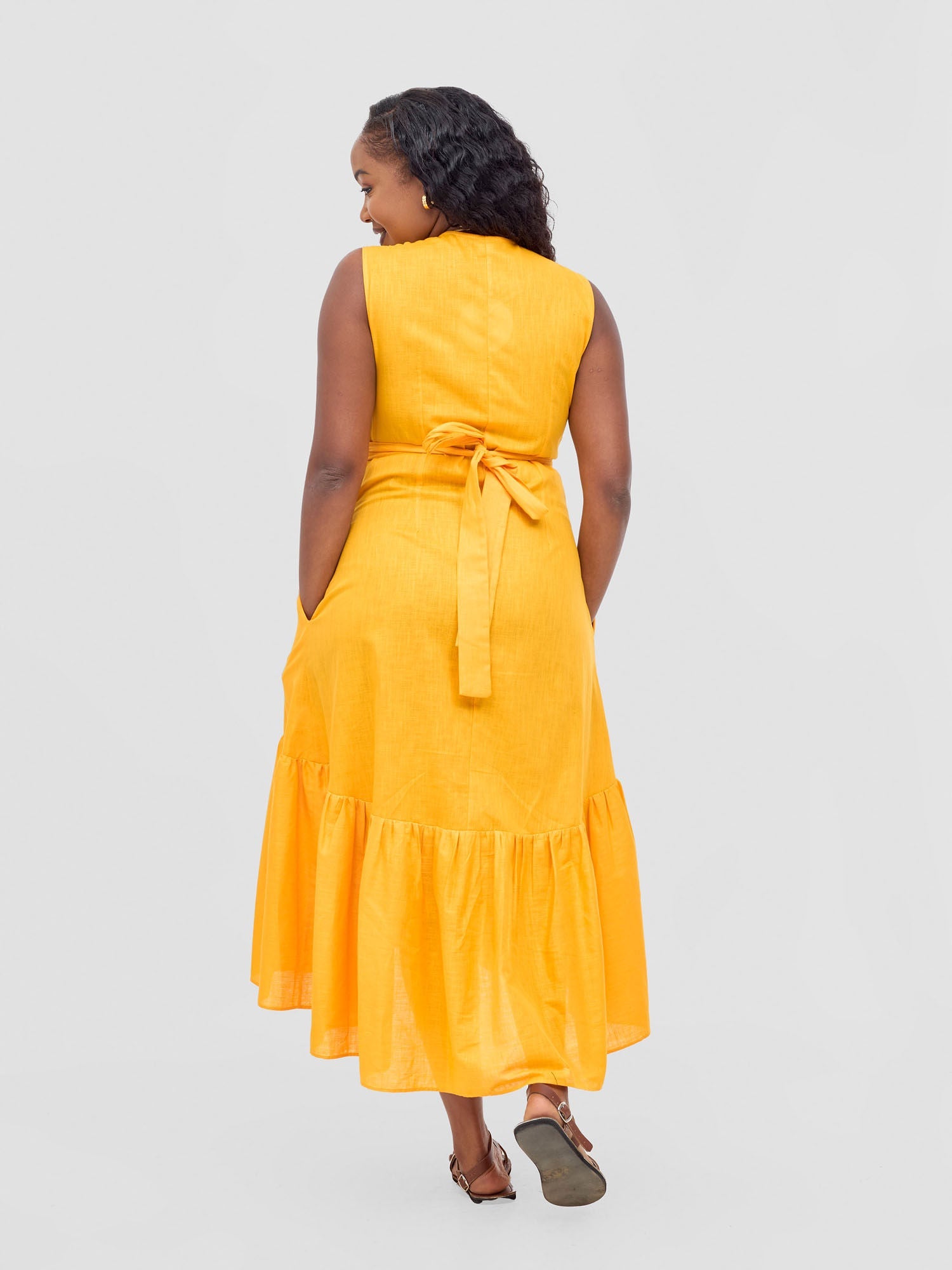 Safari Savannah Midi Wrap Dress - Mustard