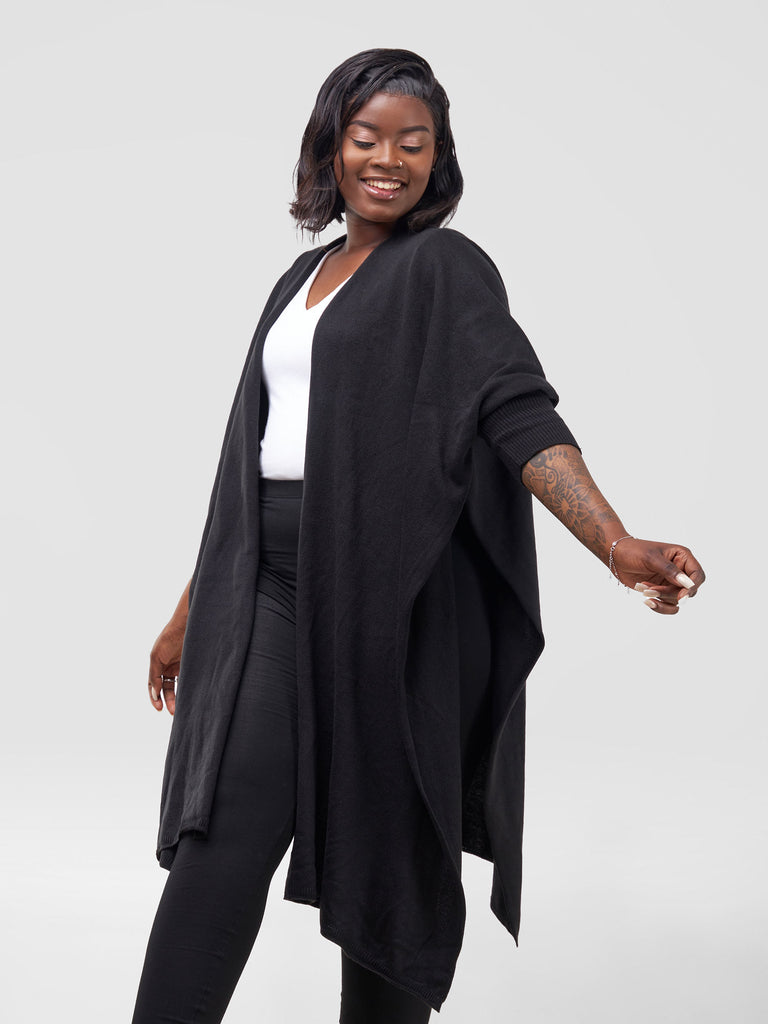 Vivo Cuffed Wrap Poncho - Black