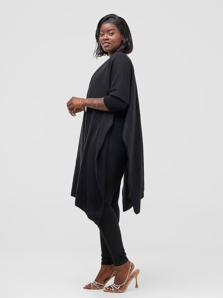 Vivo Cuffed Wrap Poncho - Black