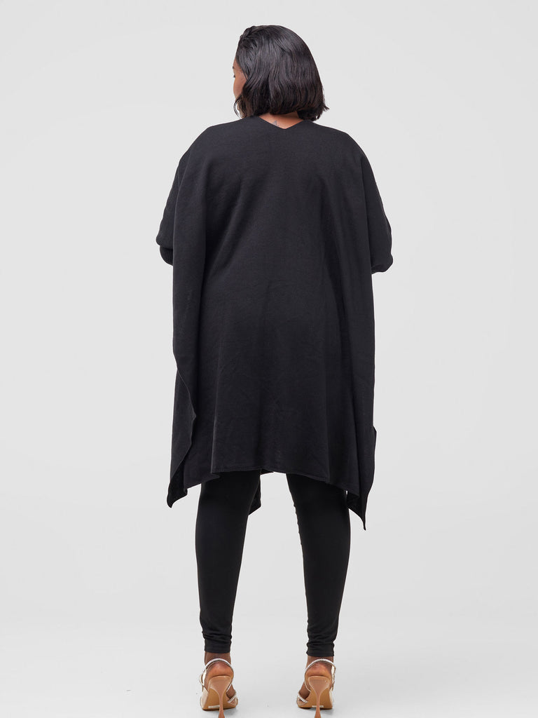 Vivo Cuffed Wrap Poncho - Black