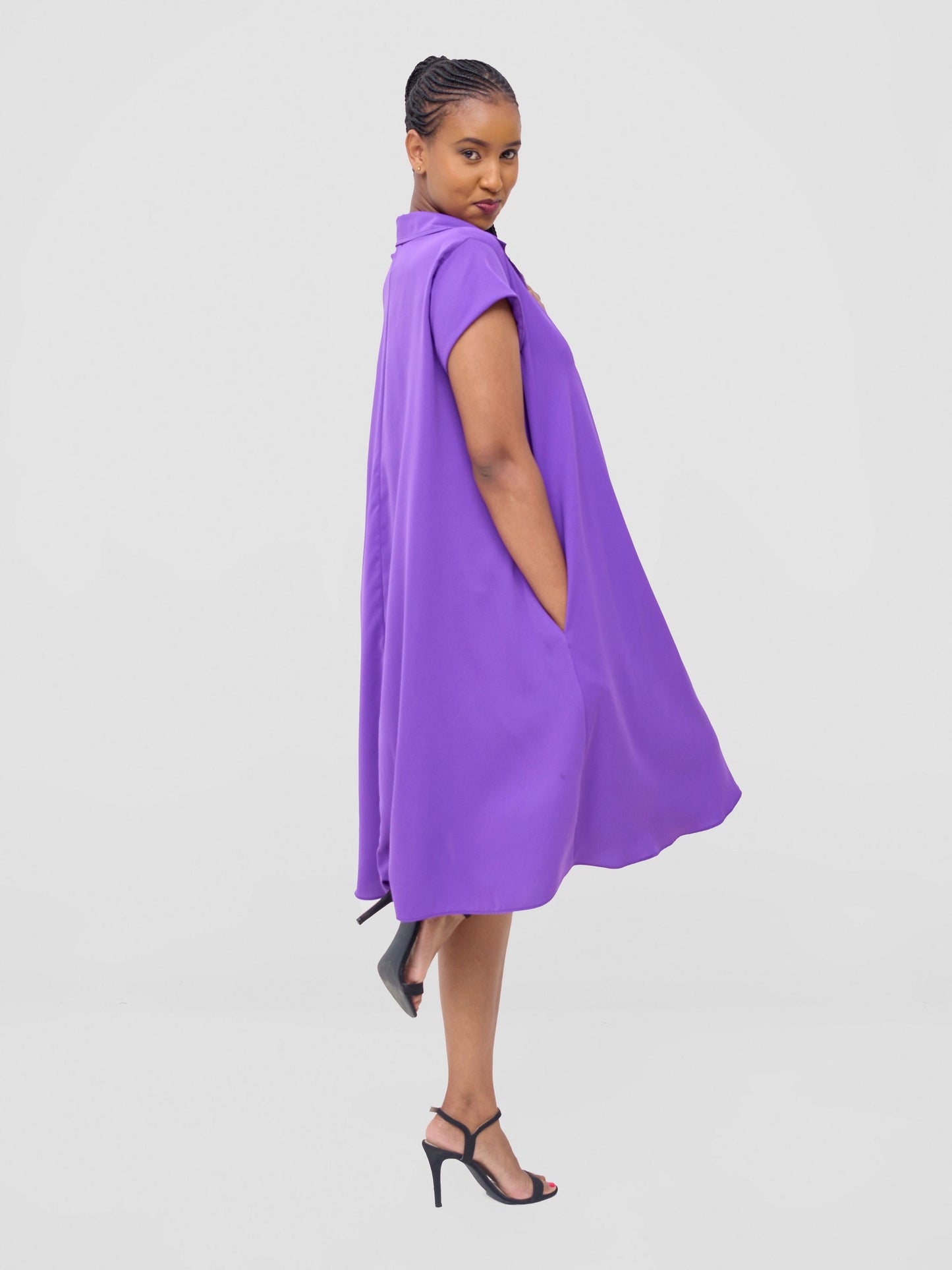 Vivo Yumi Cap Sleeve Dress - Purple
