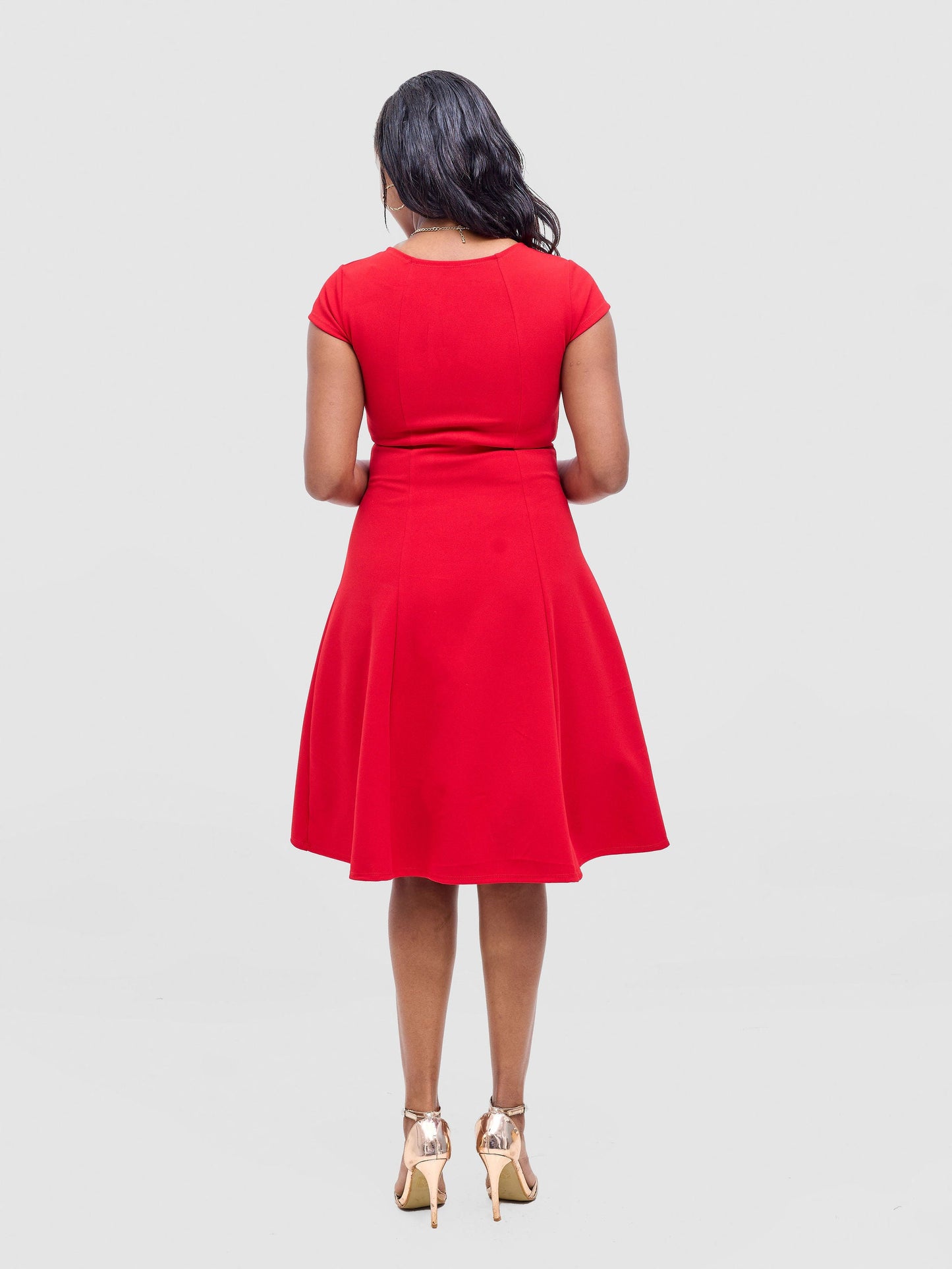 Vivo Basic Escape A-Line Dress - Red