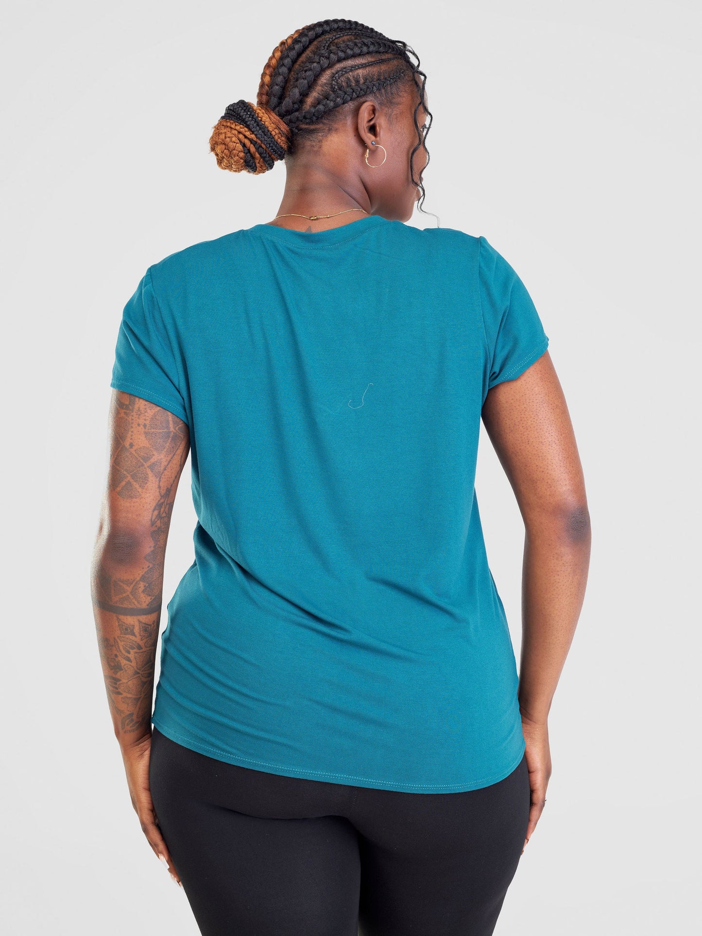 Vivo Basic V-neck Cap Sleeve Top - Teal