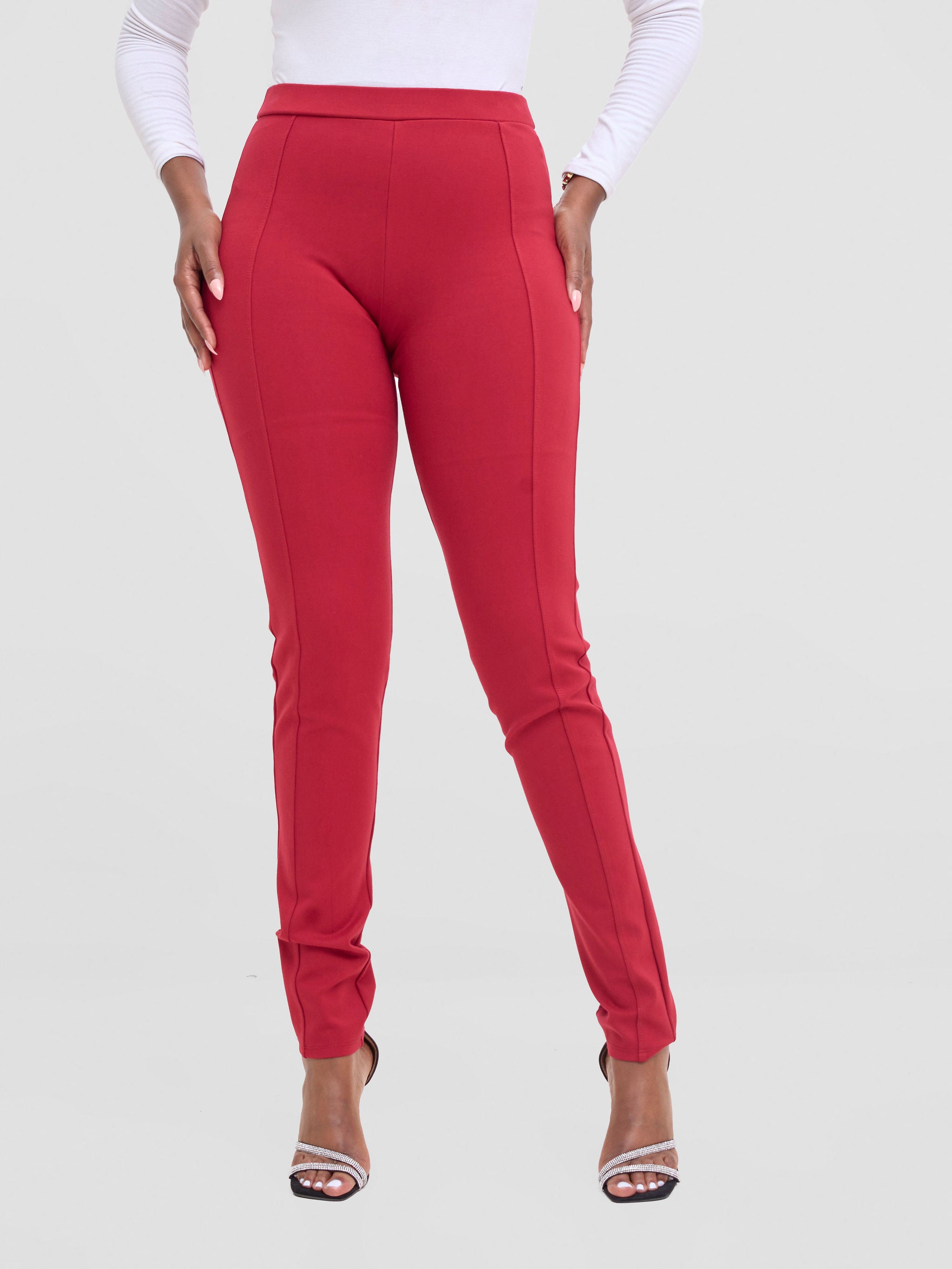 Vivo Basic Panelled Leisure Pants - Wine Red
