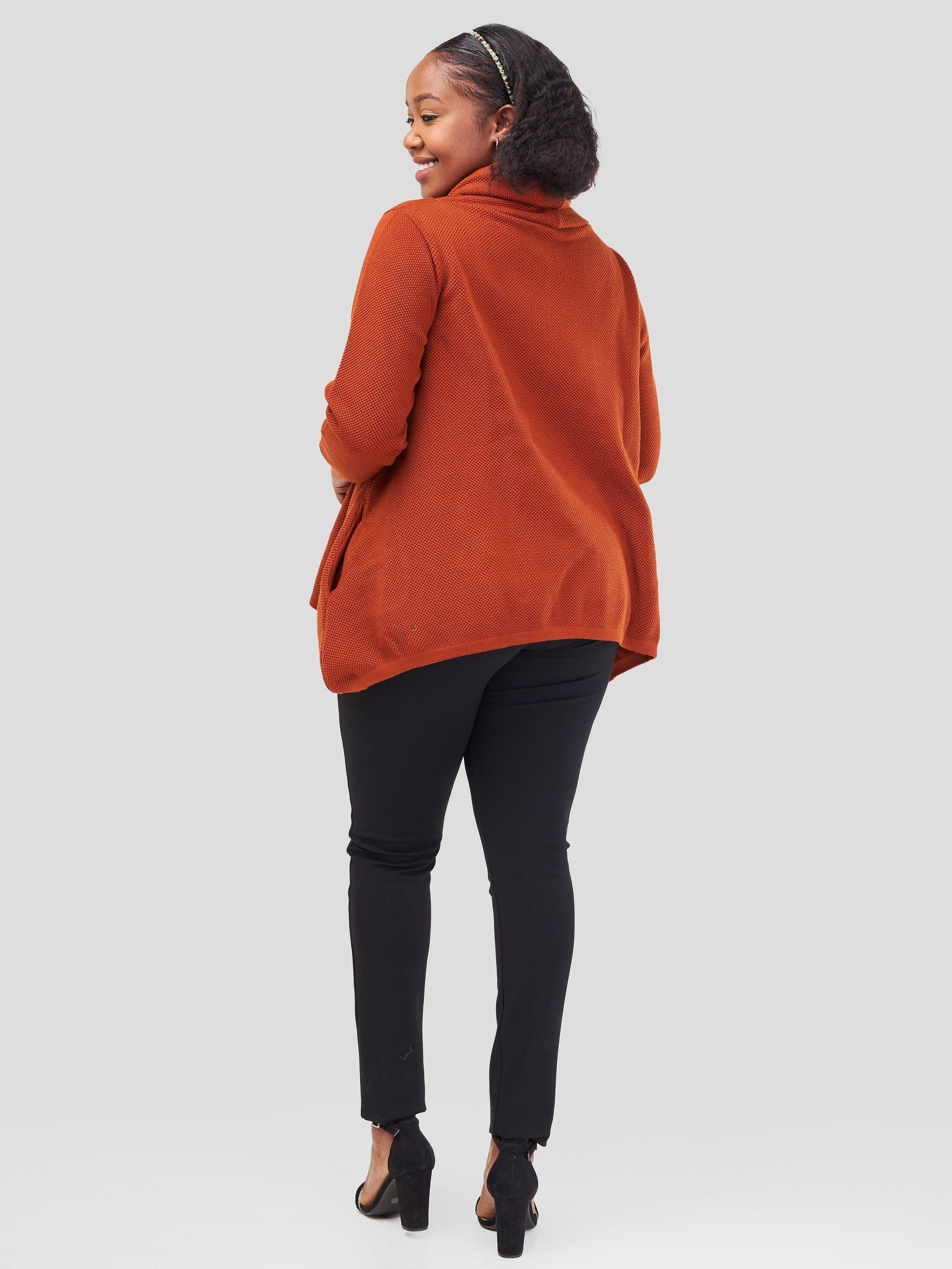 Vivo Cowl Neck Knit Sweater - Rust