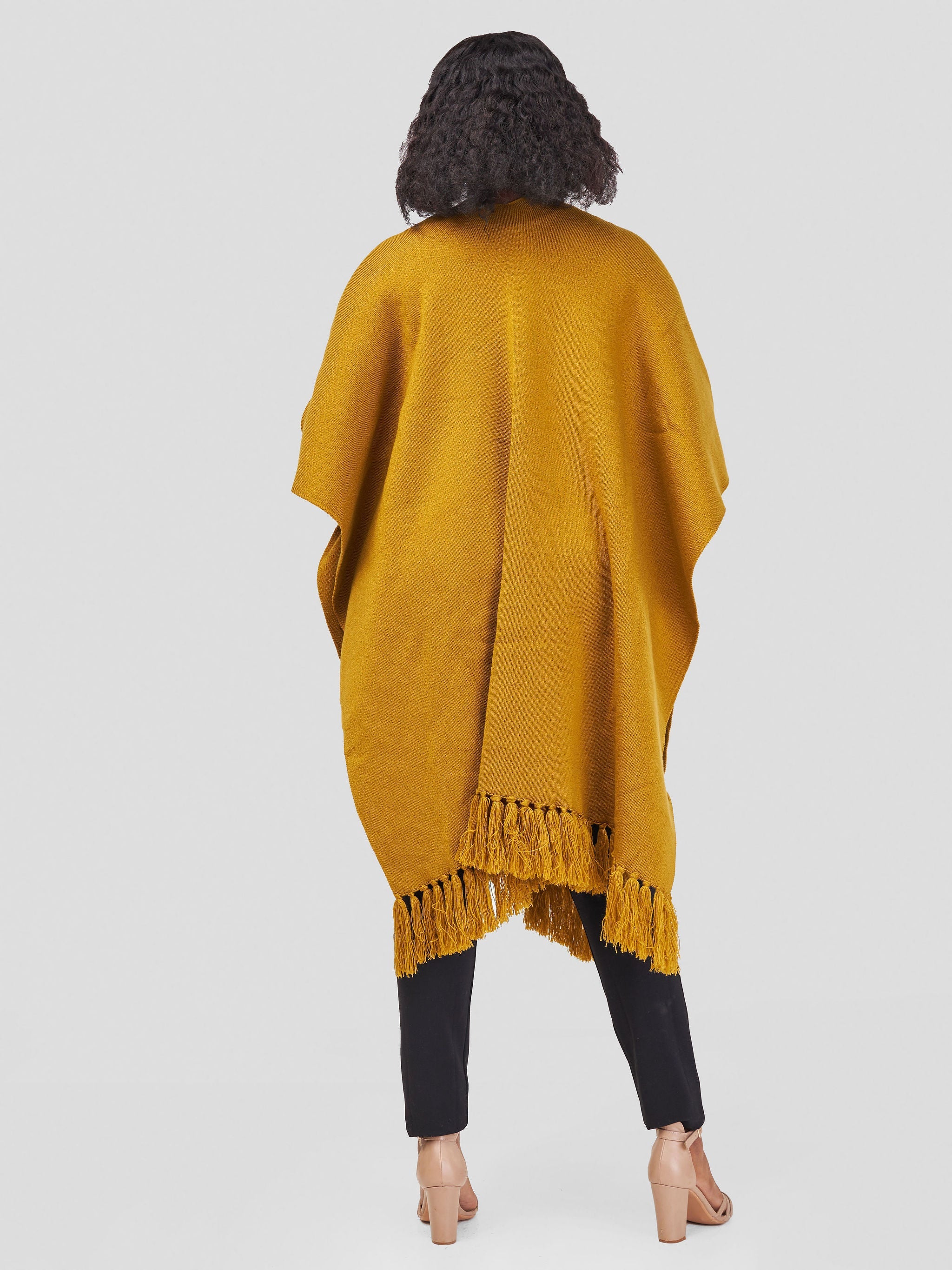 Vivo Basic Double Layered Wrap Poncho - Dark Mustard