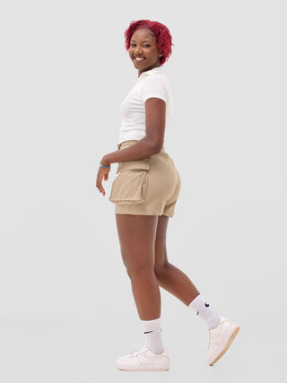 Zoya Sadira Cargo Shorts - Taupe