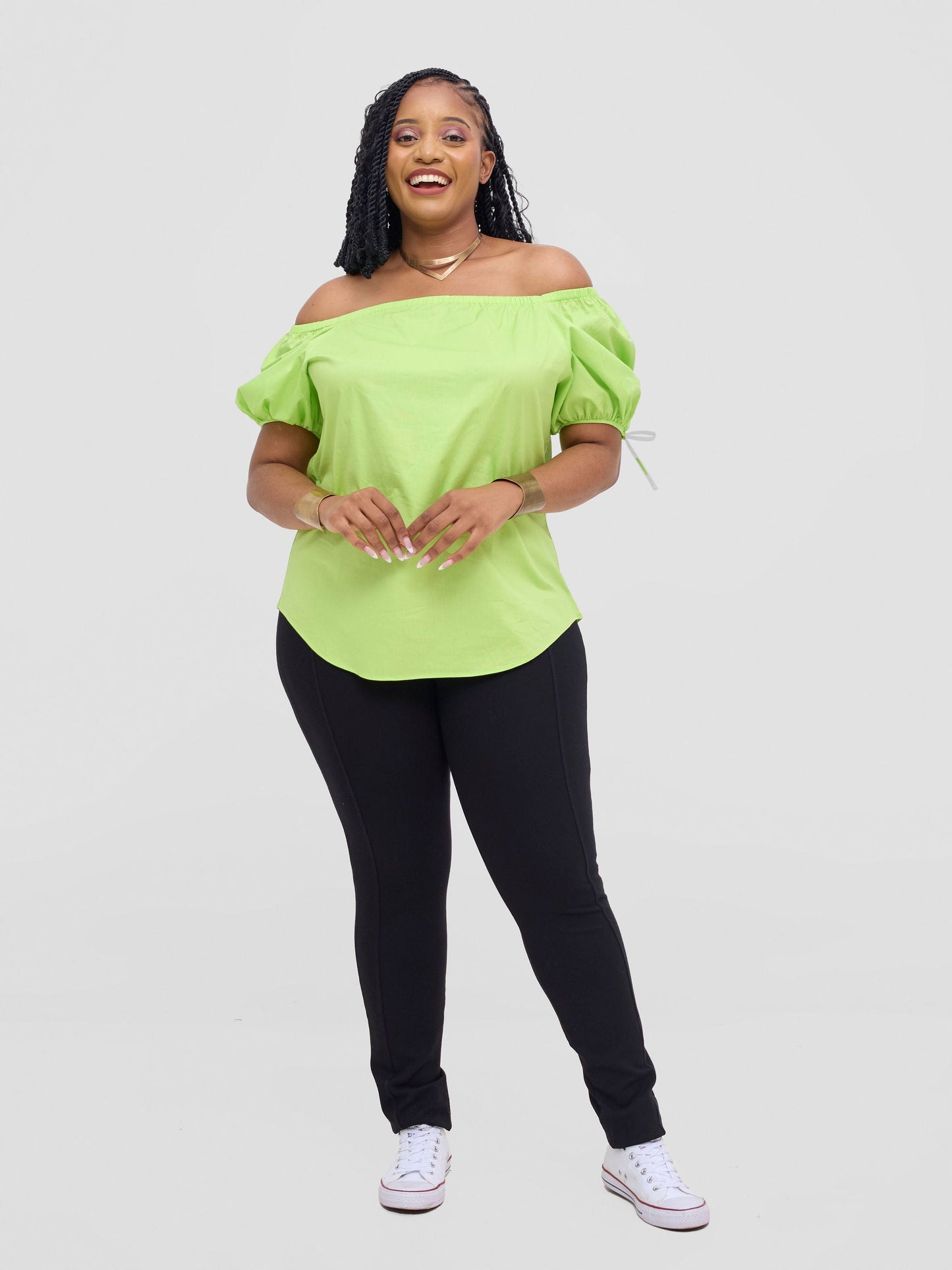 Safari Tawi Off-Shoulder Top - Lime