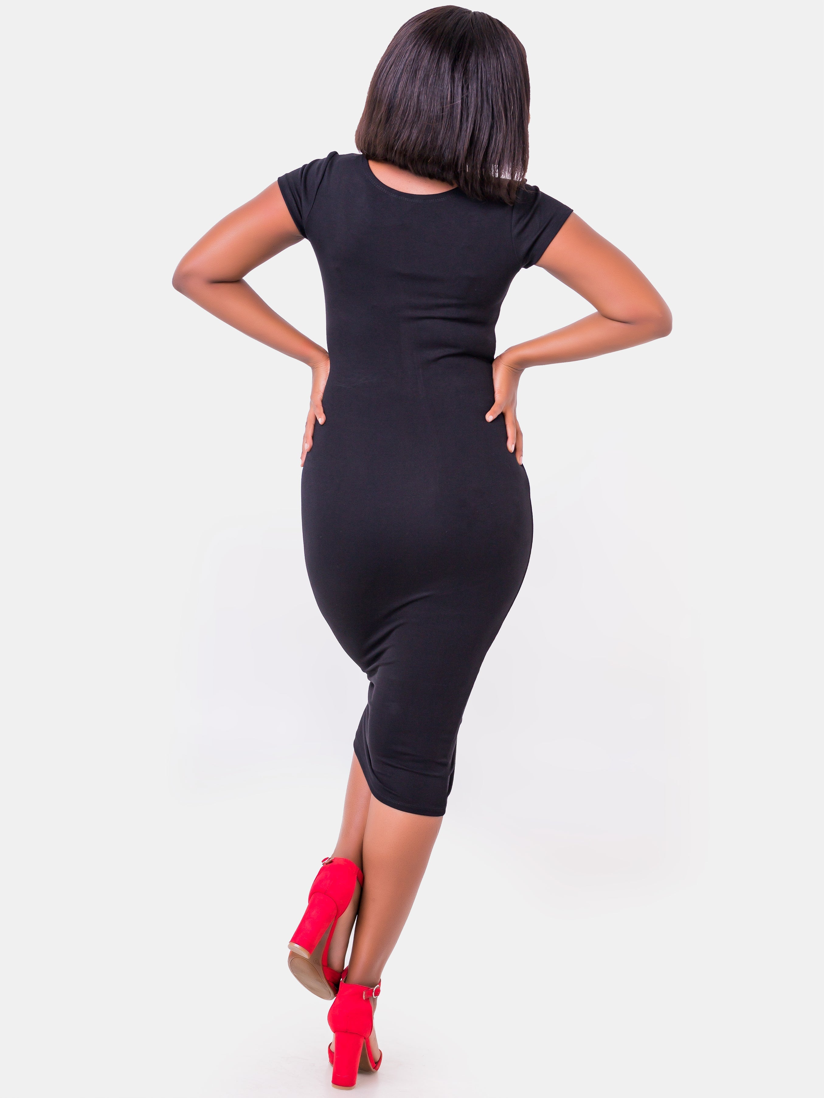 Vivo Basic Cap Sleeved Leila Dress - Black