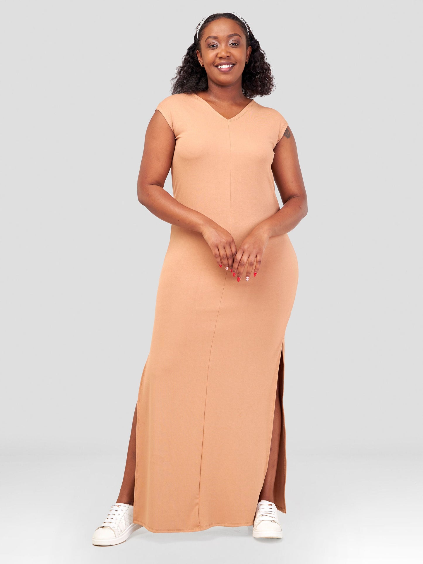 Vivo Jira Straight Drop Shoulder Maxi - Tan