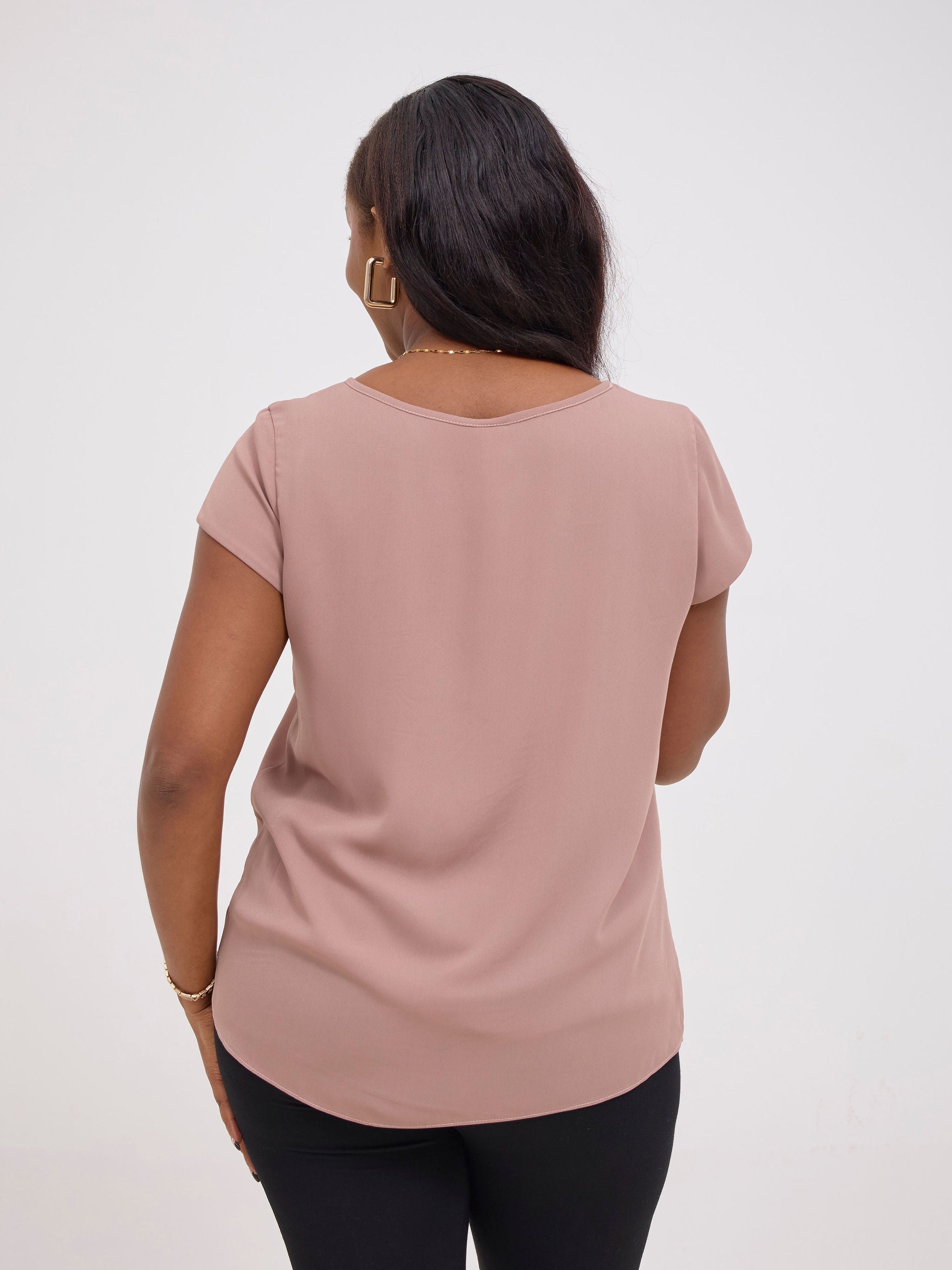 Vivo Basic Chiffon Cap Sleeve Top (Double Layered) - Light Taupe