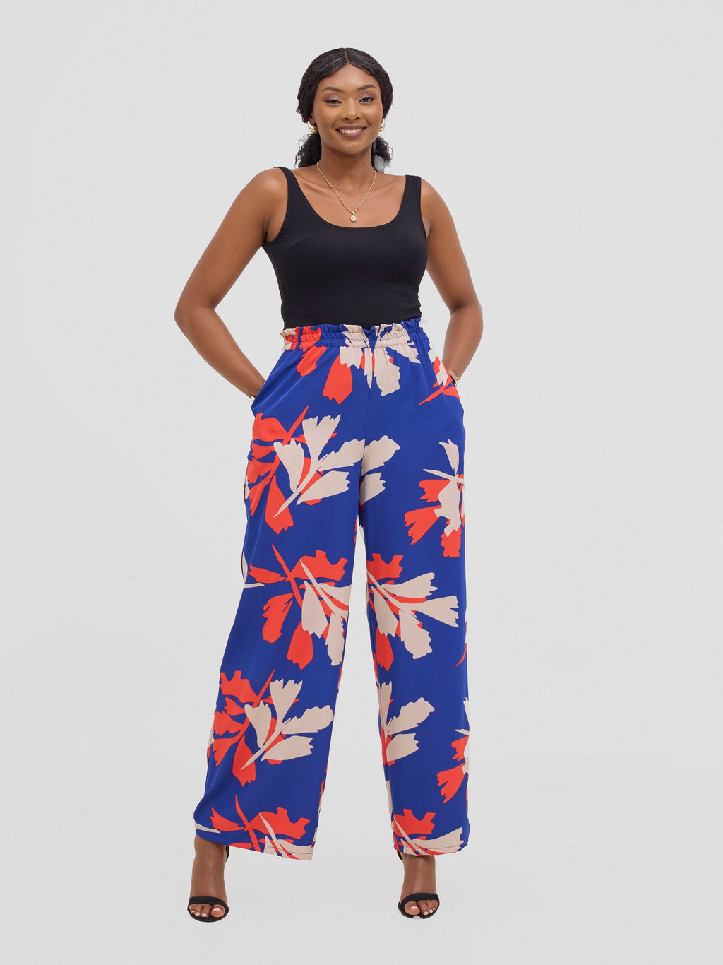 Vivo Sanali Wide Leg Pants - Beige / Red Print