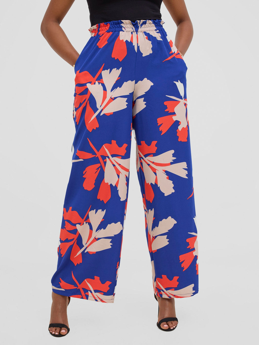 Vivo Sanali Wide Leg Pants - Beige / Red Print