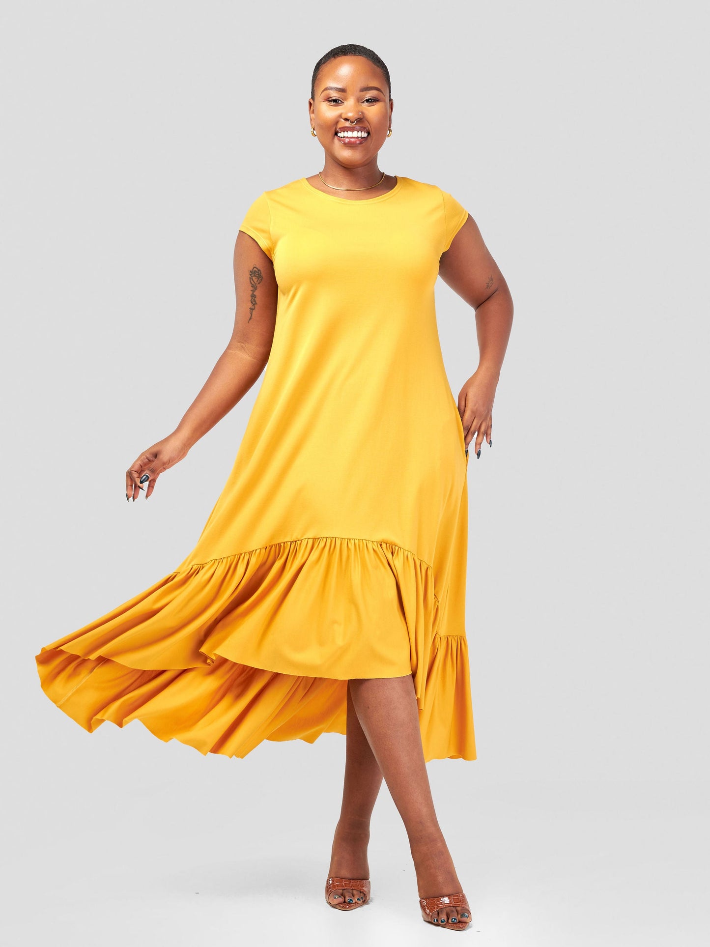 Vivo Lindi High Low Dress - Mustard