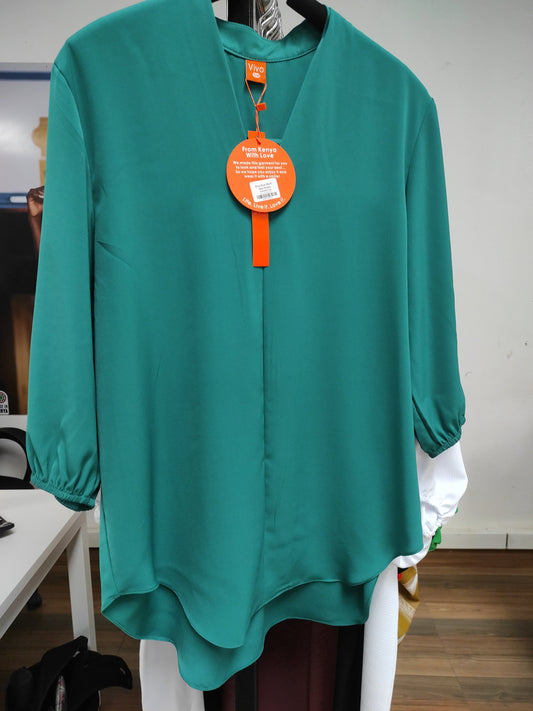 Vivo Dua 3/4 Sleeved V Neck Shirt - Sea Green