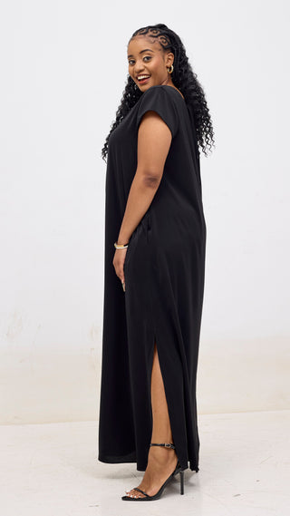 Vivo Kani Cap Sleeve Maxi Dress - Black