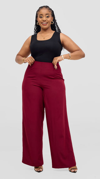 Vivo Kani Wide Leg Pants - Maroon