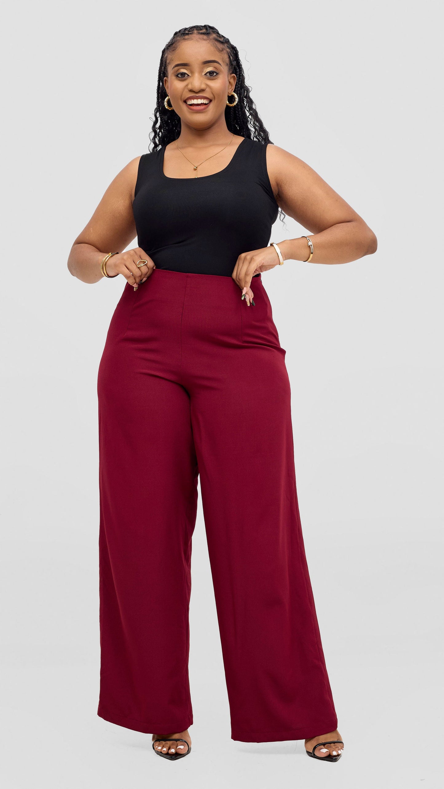 Vivo Upe Wide Leg Pants - Burgundy