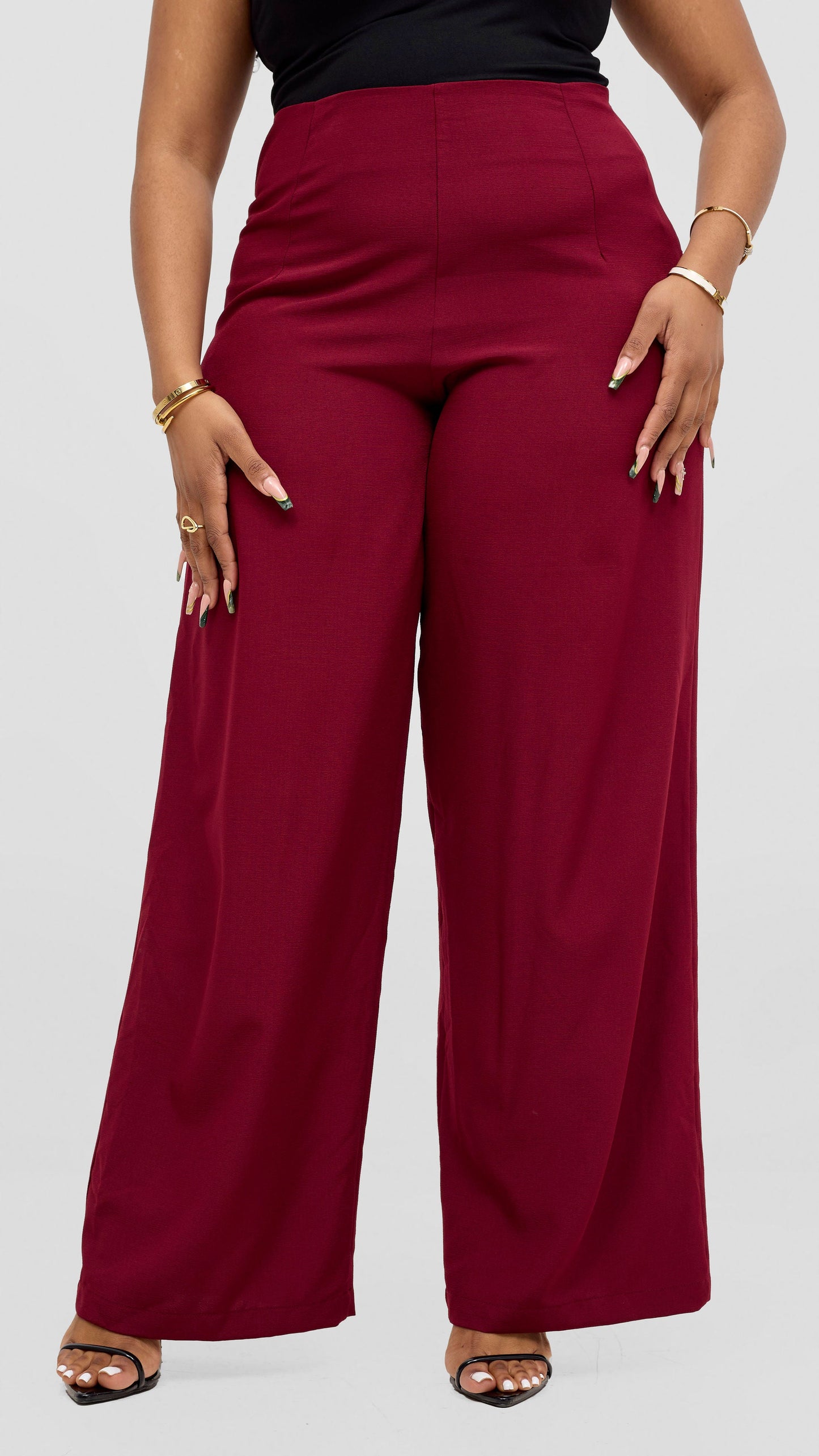 Vivo Upe Wide Leg Pants - Burgundy