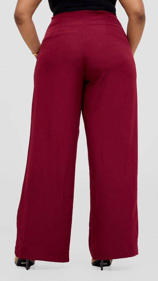 Vivo Upe Wide Leg Pants - Burgundy