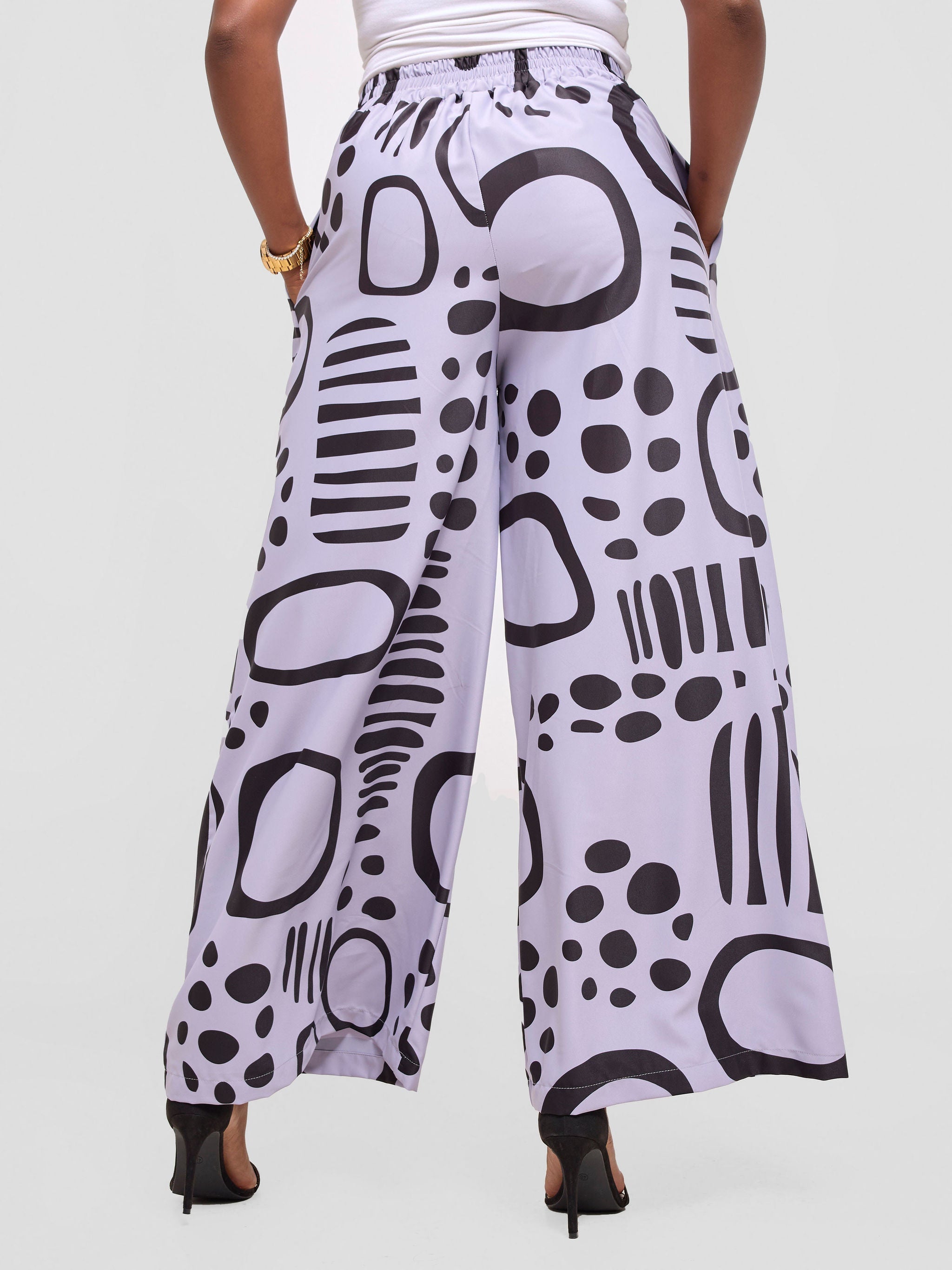 Vivo Ayla Crepe Pants - Lilac / Black Hawa Print