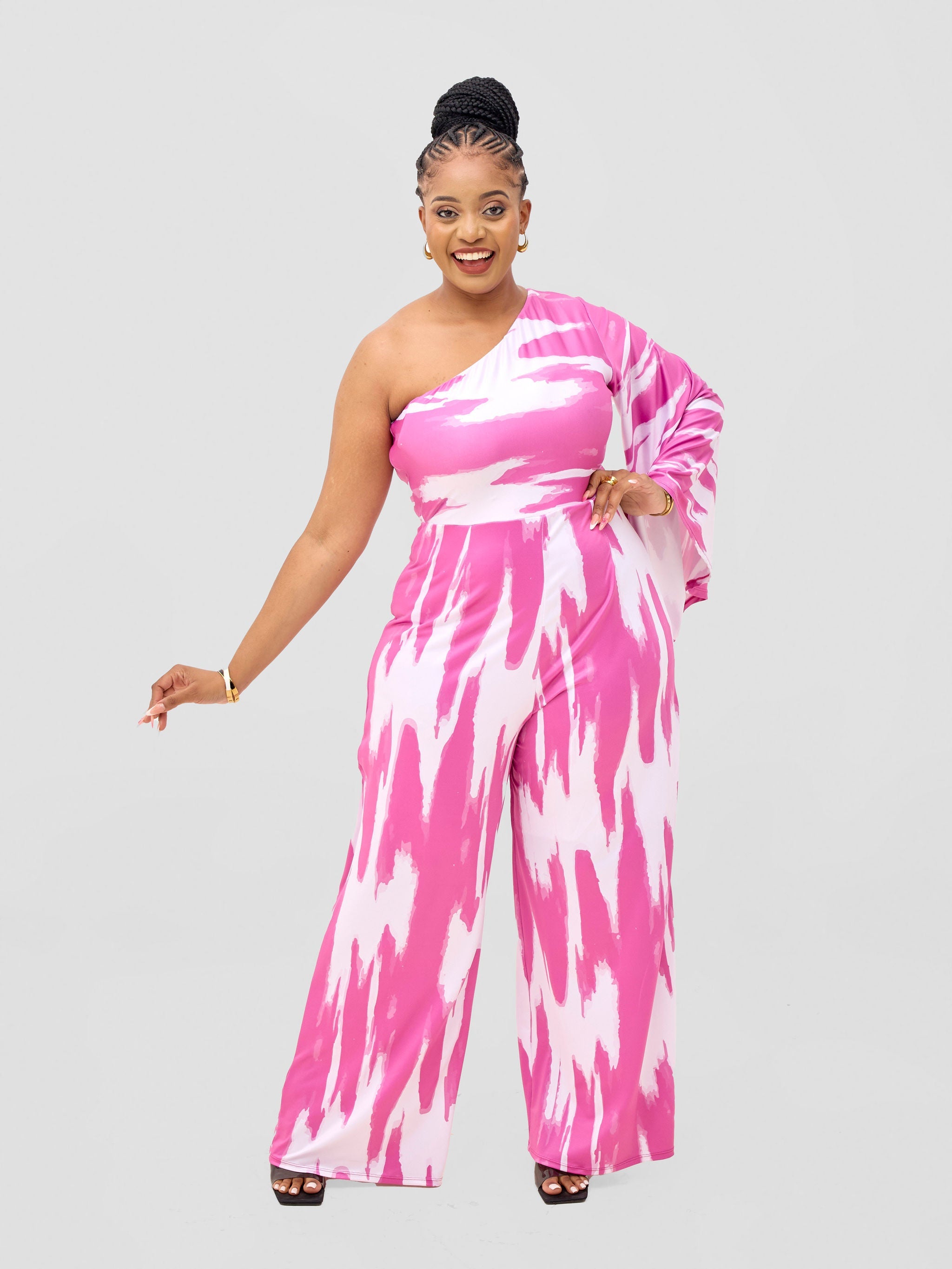 Vivo Yene Jumpsuit - White / Burgundy Shibori Print