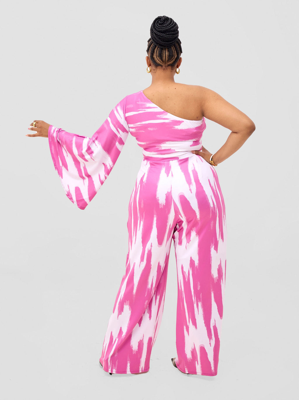 Vivo Yene Jumpsuit - White / Burgundy Shibori Print