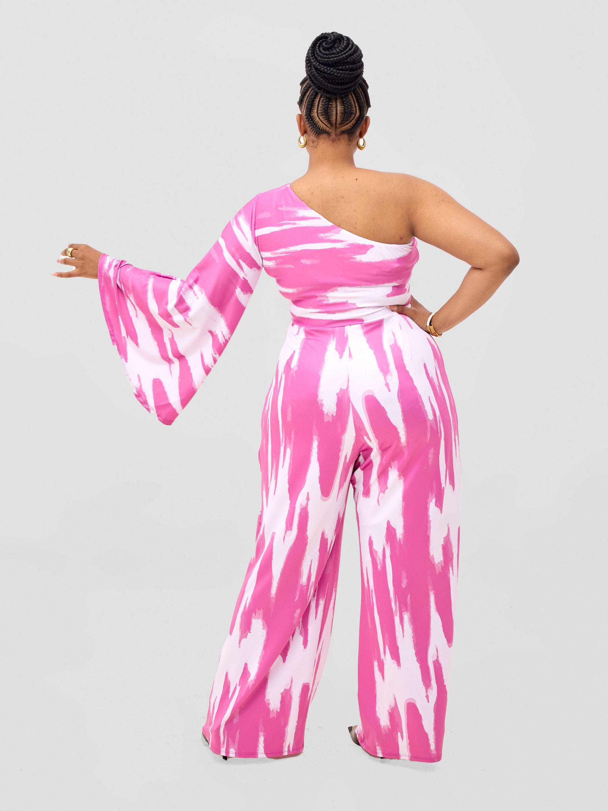 Vivo Yene Jumpsuit - White / Burgundy Shibori Print