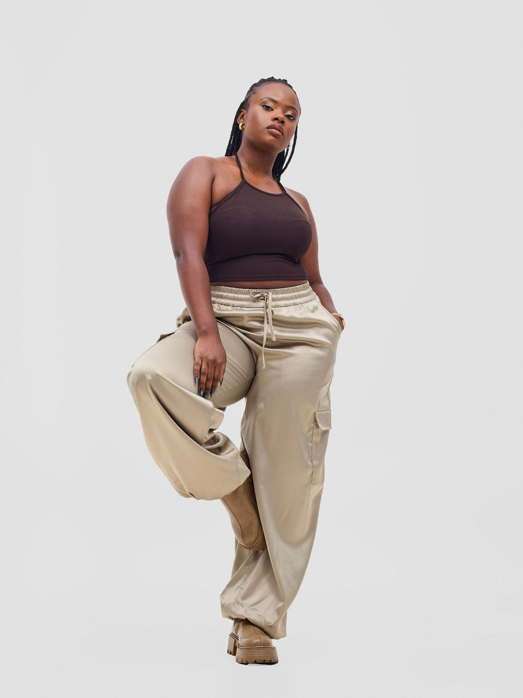 Zoya Basic Halter Tie Top - Chocolate