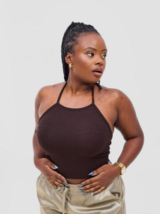 Zoya Basic Halter Tie Top - Chocolate