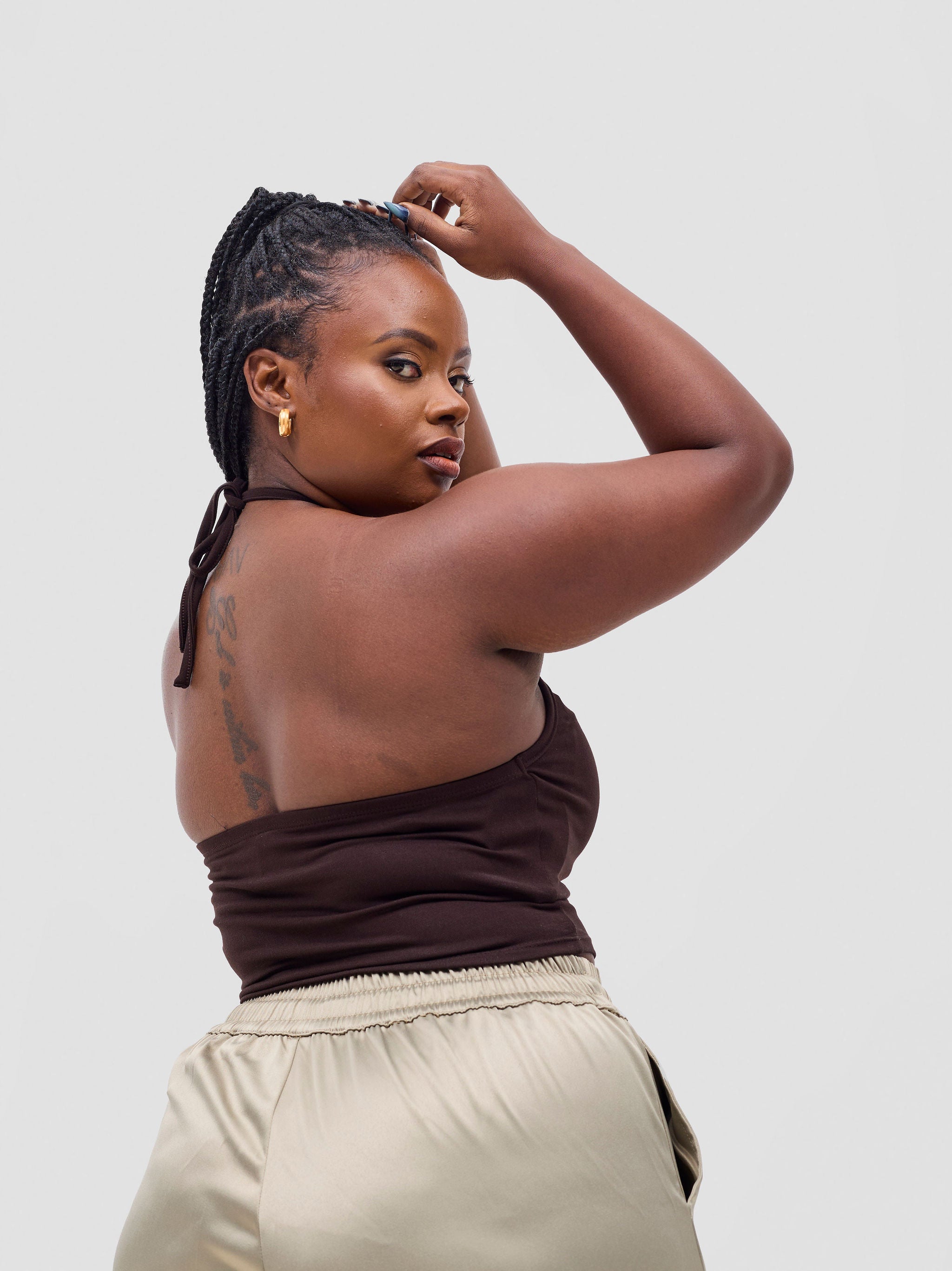 Zoya Basic Halter Tie Top - Chocolate